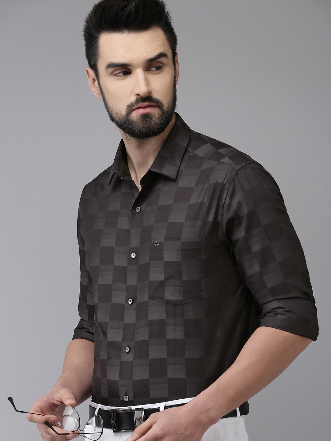 

Arrow Men Black Slim Fit Checked Pure Cotton Formal Shirt