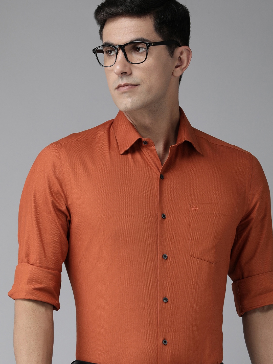 

Arrow Men Pure Cotton Manhattan Slim Fit Solid Formal Shirt, Rust