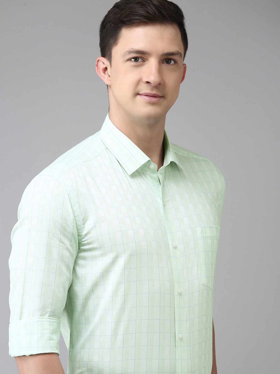 

Arrow Men Green Manhattan Slim Fit Checked Pure Cotton Formal Shirt