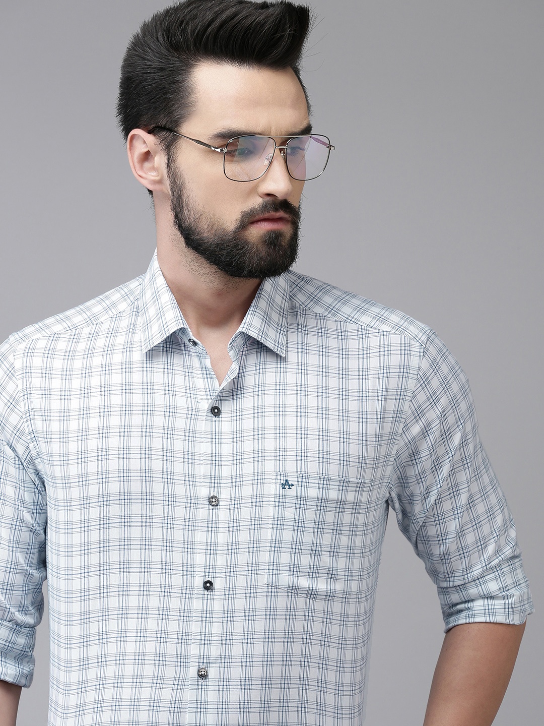 

Arrow Men Blue Original Slim Fit Checked Pure Cotton Formal Shirt