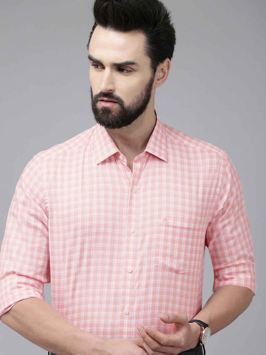 

Arrow Original Slim Fit Checked Pure Cotton Formal Shirt, Pink