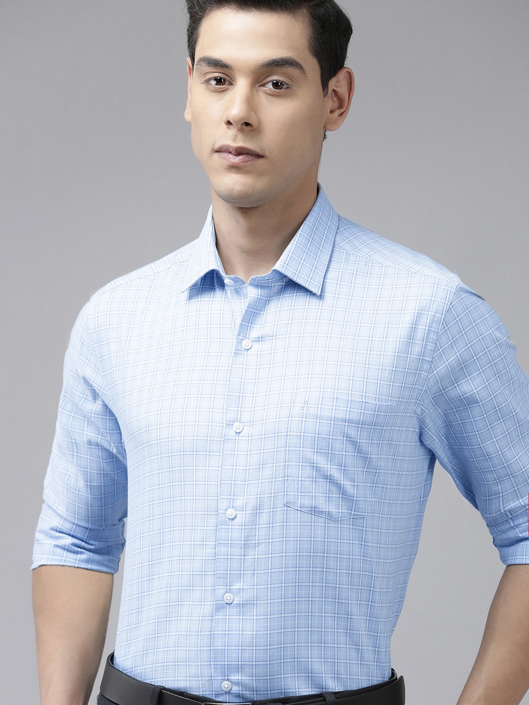 

Arrow Men Blue & White Manhattan Slim Fit Checked Pure Cotton Formal Shirt