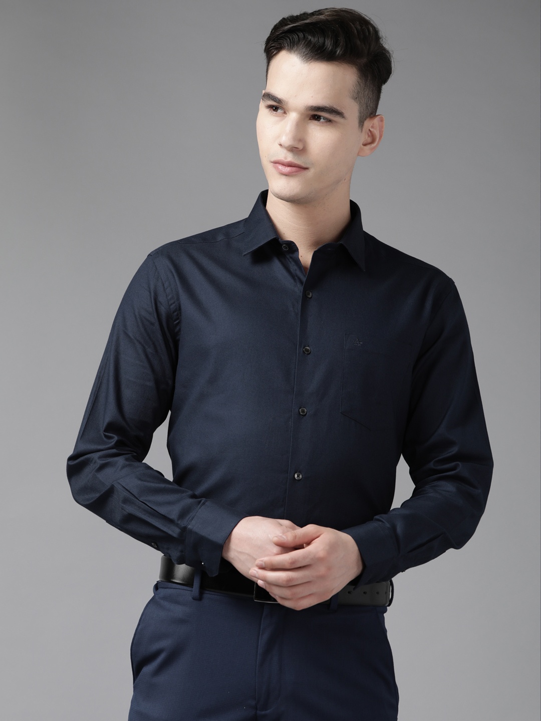 

Arrow Pure Cotton Manhattan Slim Fit Formal Shirt, Navy blue