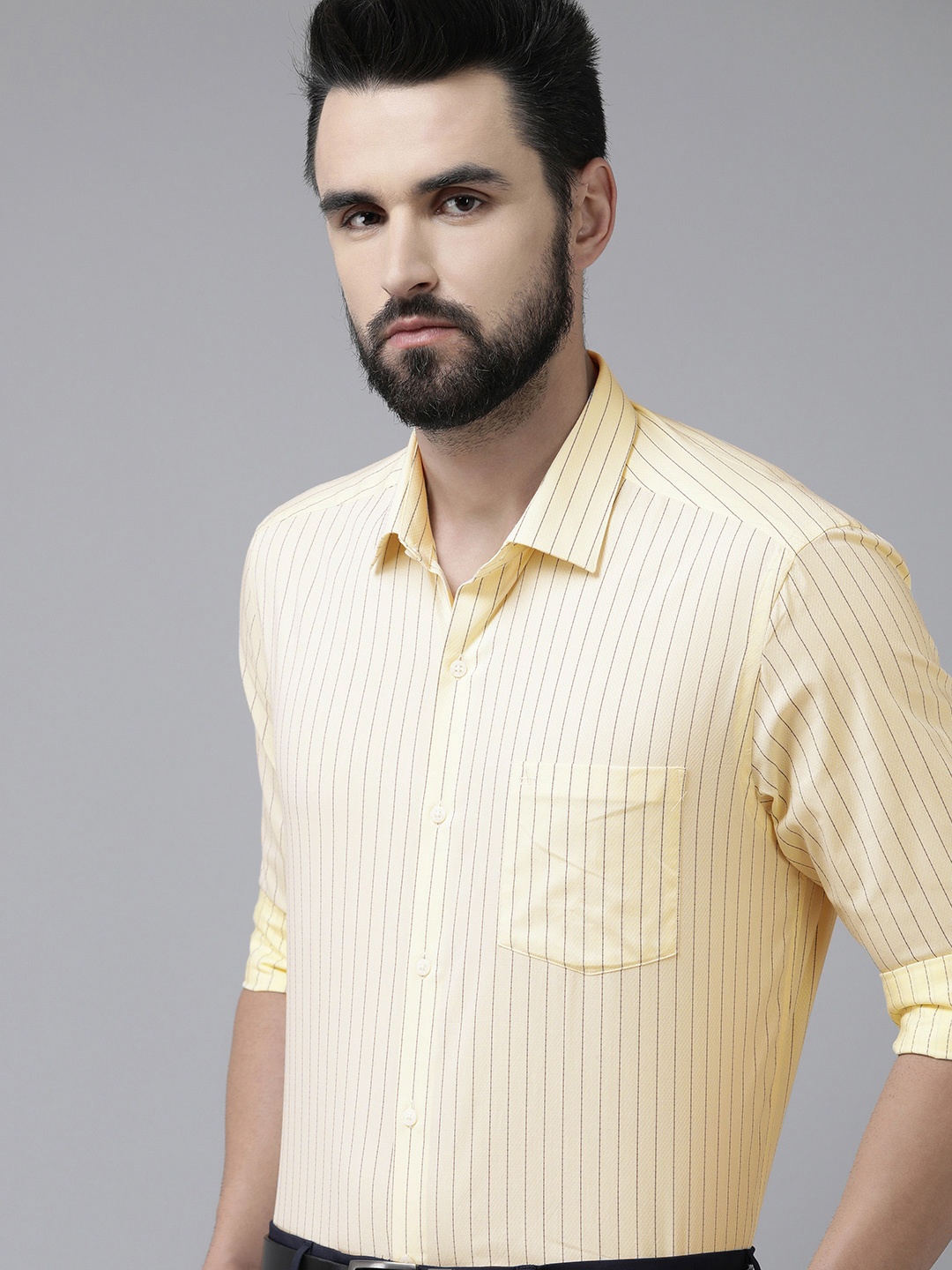 

Arrow Men Yellow Original Slim Fit Striped Pure Cotton Casual Shirt