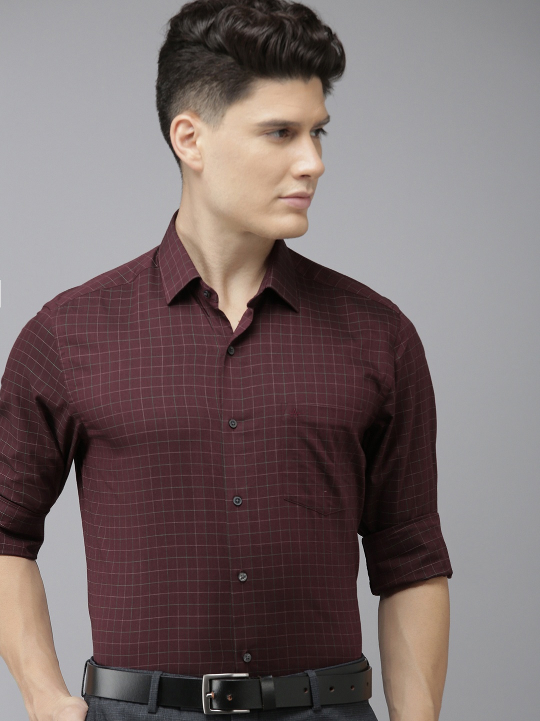 

Arrow Men Original Slim Fit Grid Checked Pure Cotton Formal Shirt, Brown