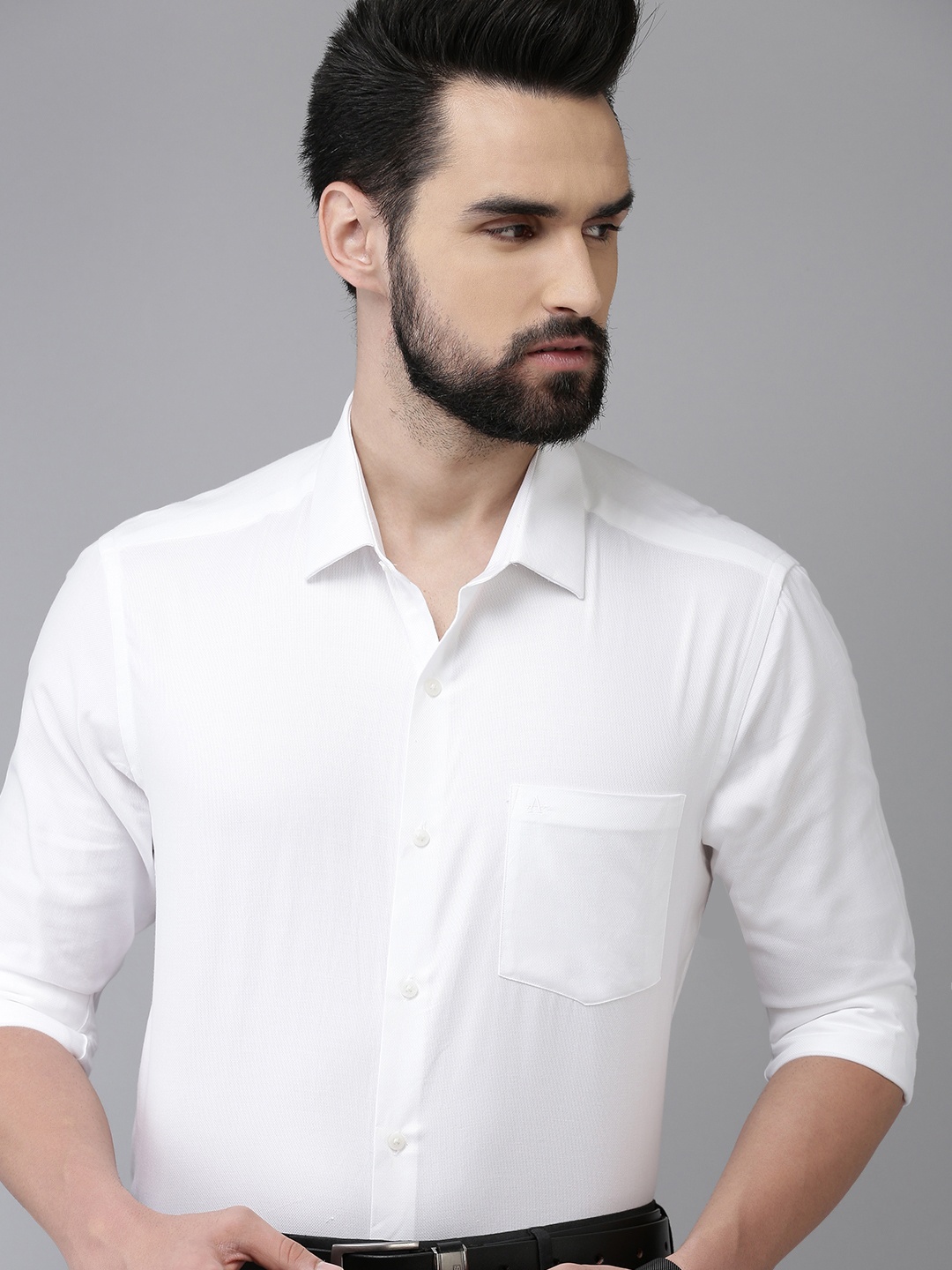 

Arrow Men White Manhattan Slim Fit Textured Pure Cotton Formal Shirt