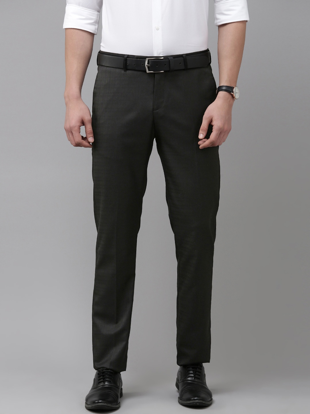 

Arrow Men Black Solid Tailored Formal Trousers