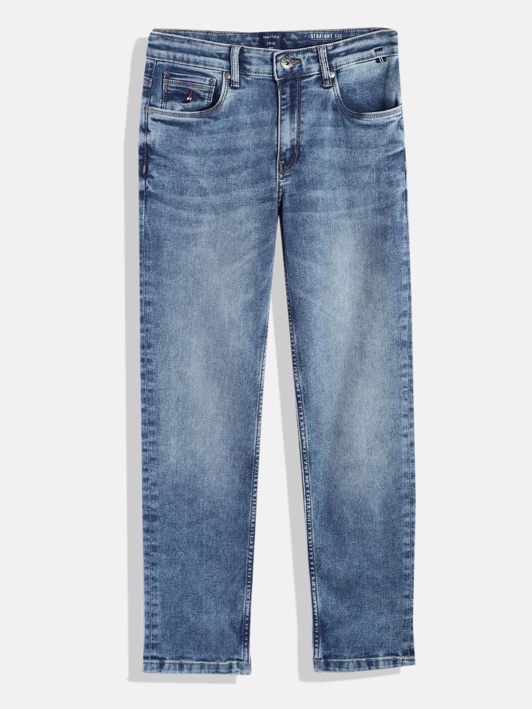 

Nautica Boys Straight Fit Clean Look Stretchable Jeans, Blue