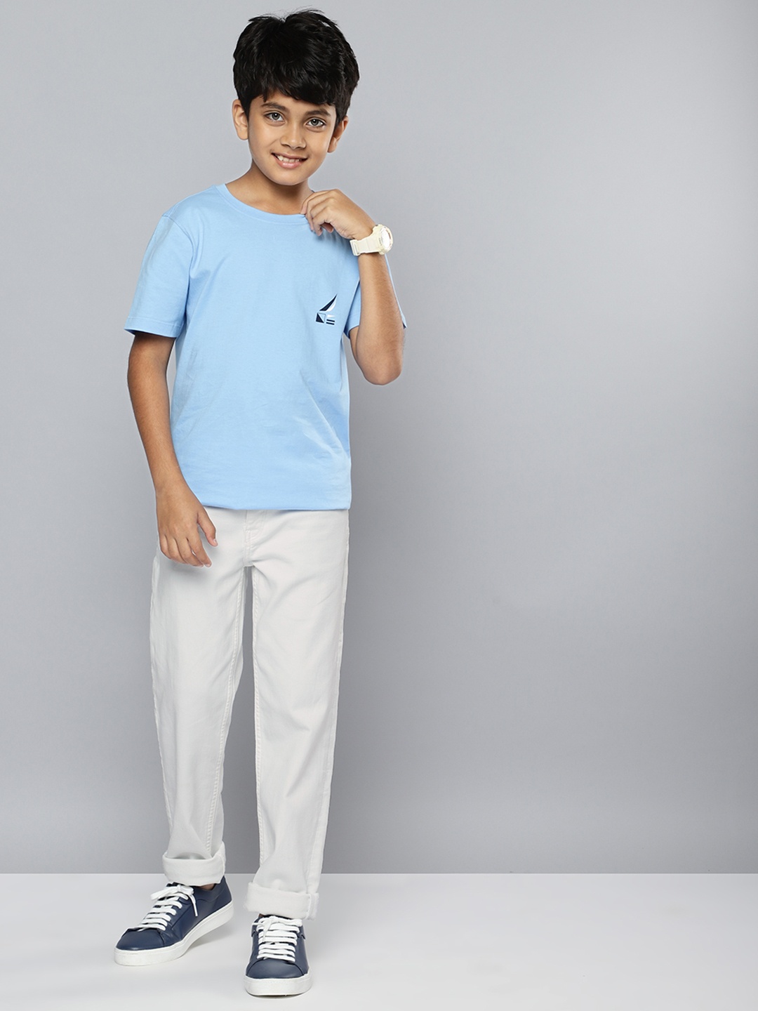 

Nautica Boys Solid Straight Fit Clean Look Stretchable Jeans, White