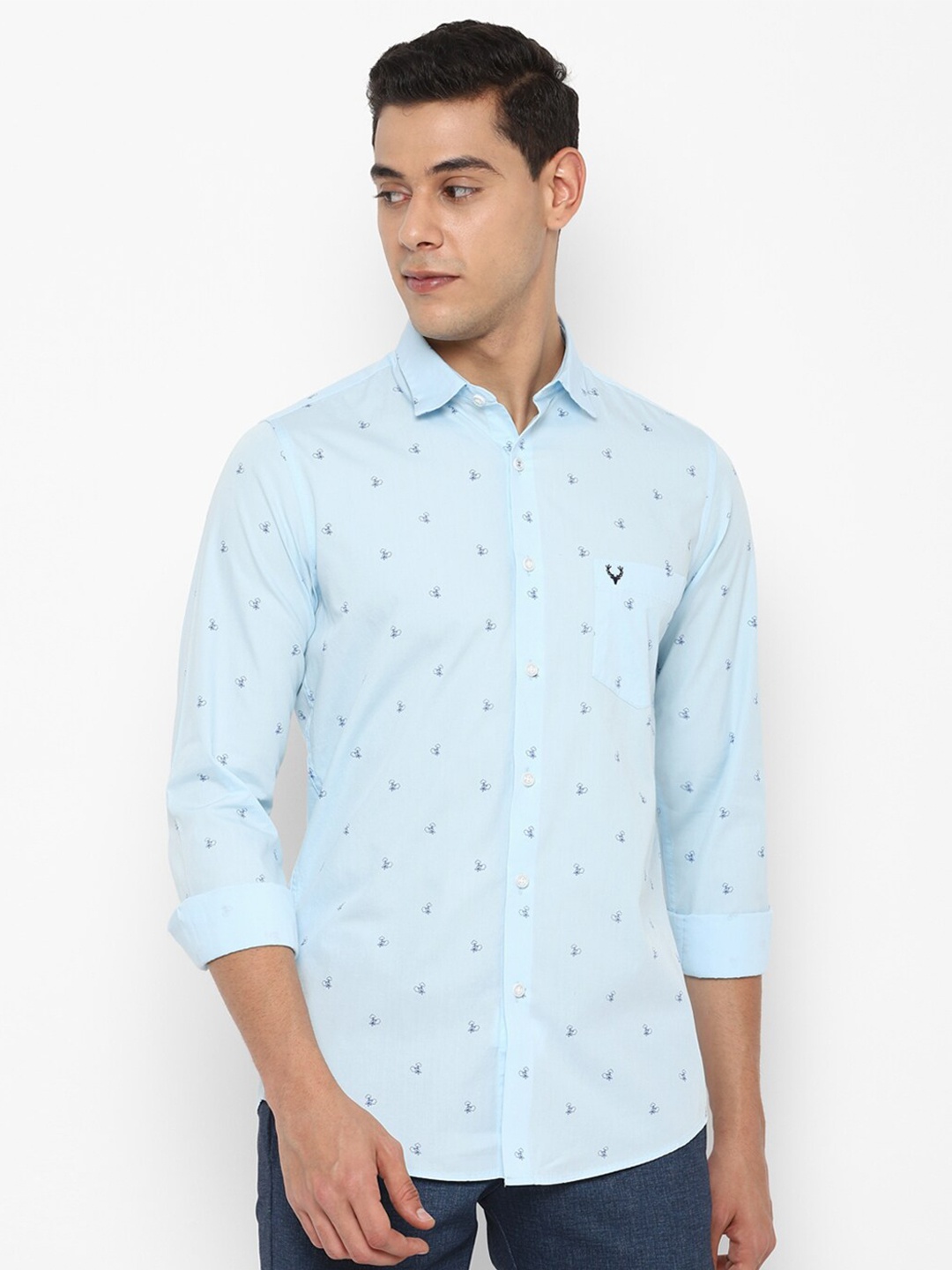 

Allen Solly Men Blue Slim Fit Printed Pure Cotton Casual Shirt