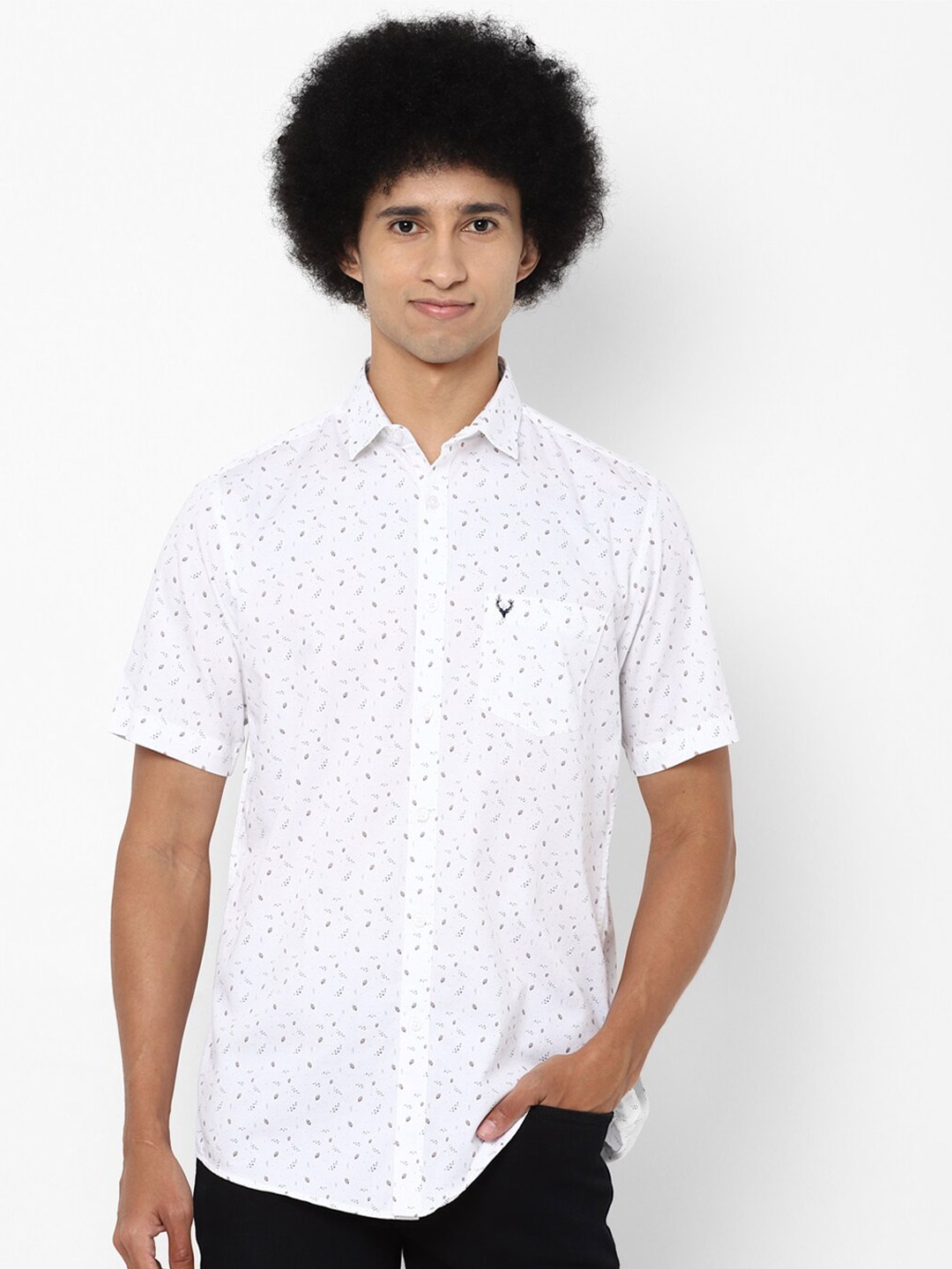

Allen Solly Men White Slim Fit Printed Pure Cotton Casual Shirt