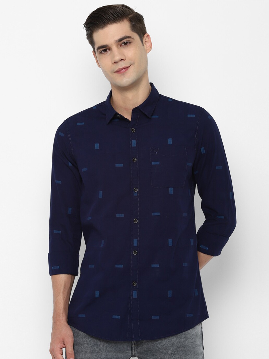 

Allen Solly Sport Men Navy Blue Printed Cotton Casual Shirt
