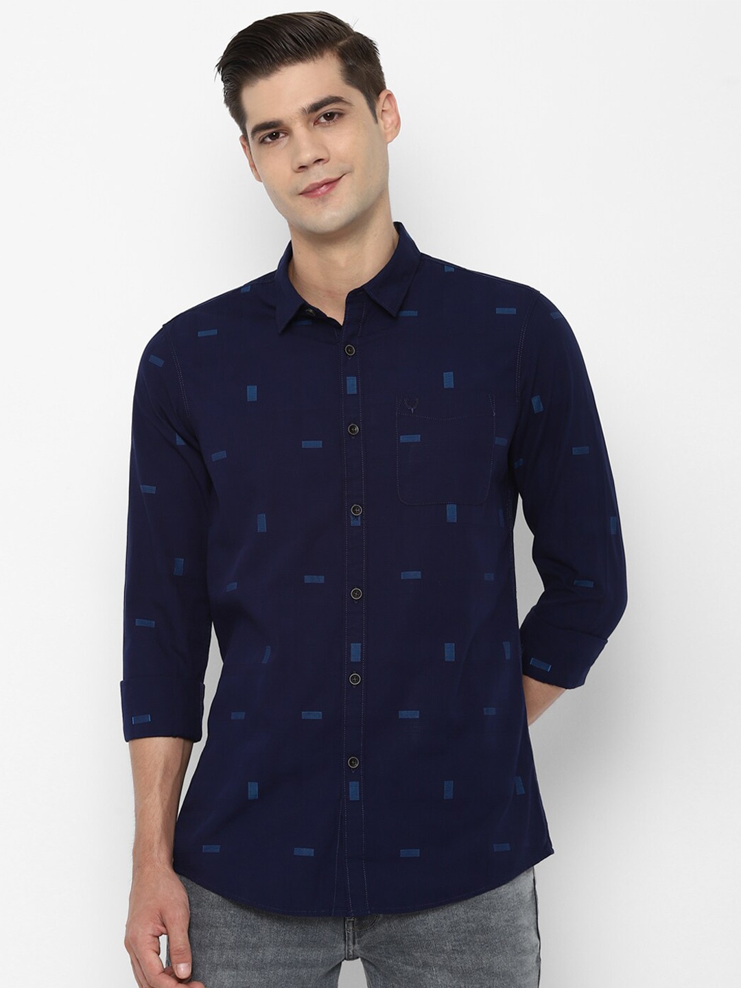 

Allen Solly Sport Men Navy Blue Printed Cotton Casual Shirt