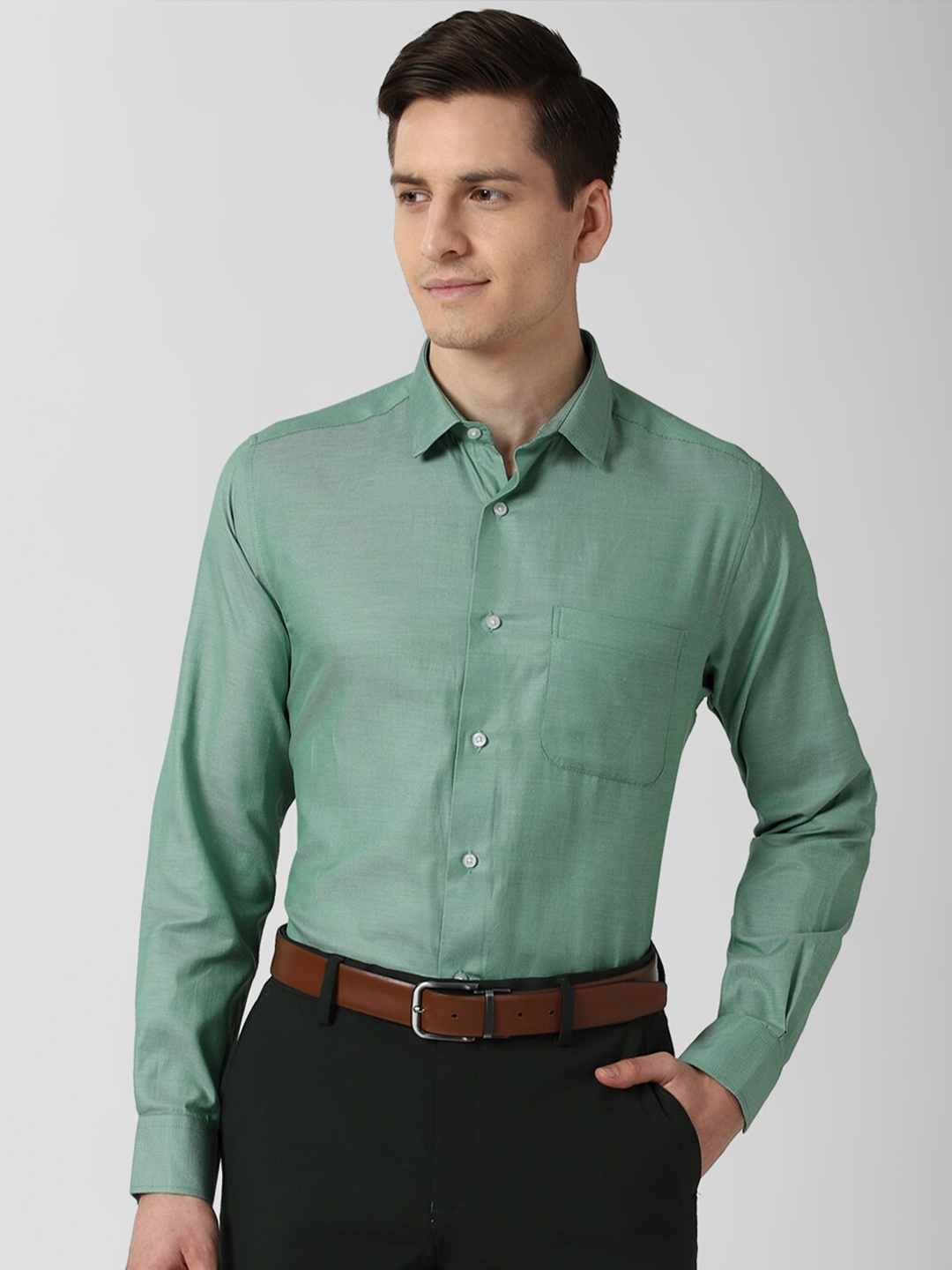 

Peter England Men Sea Green Formal Shirt