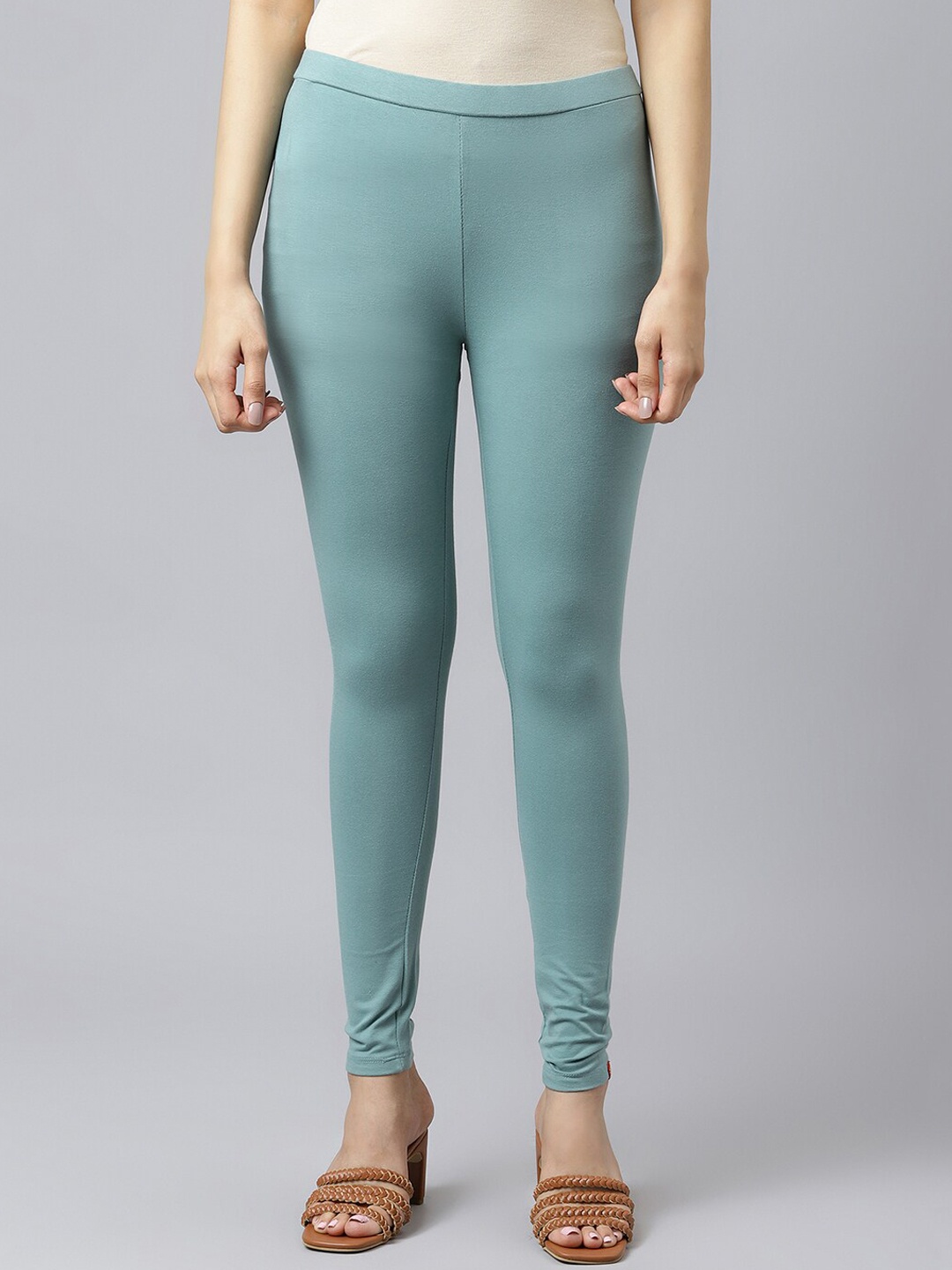 

W Women Blue Solid Cotton Ankle-Length Leggings