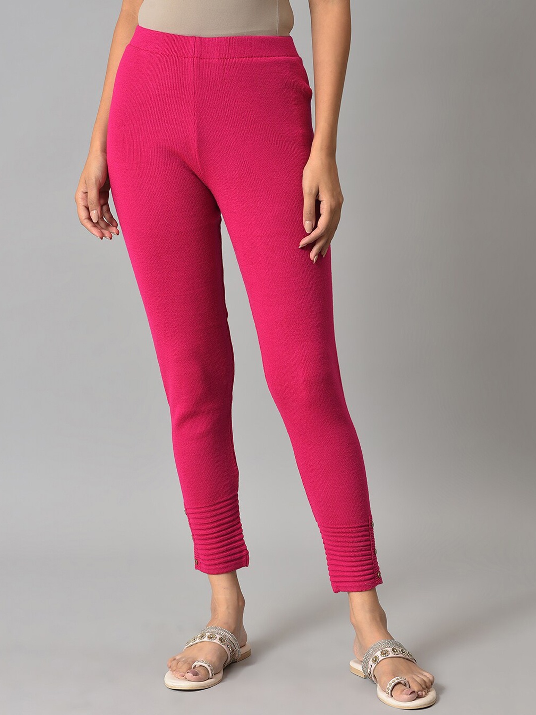 

W Women Pink Solid Ankle-Length Leggings