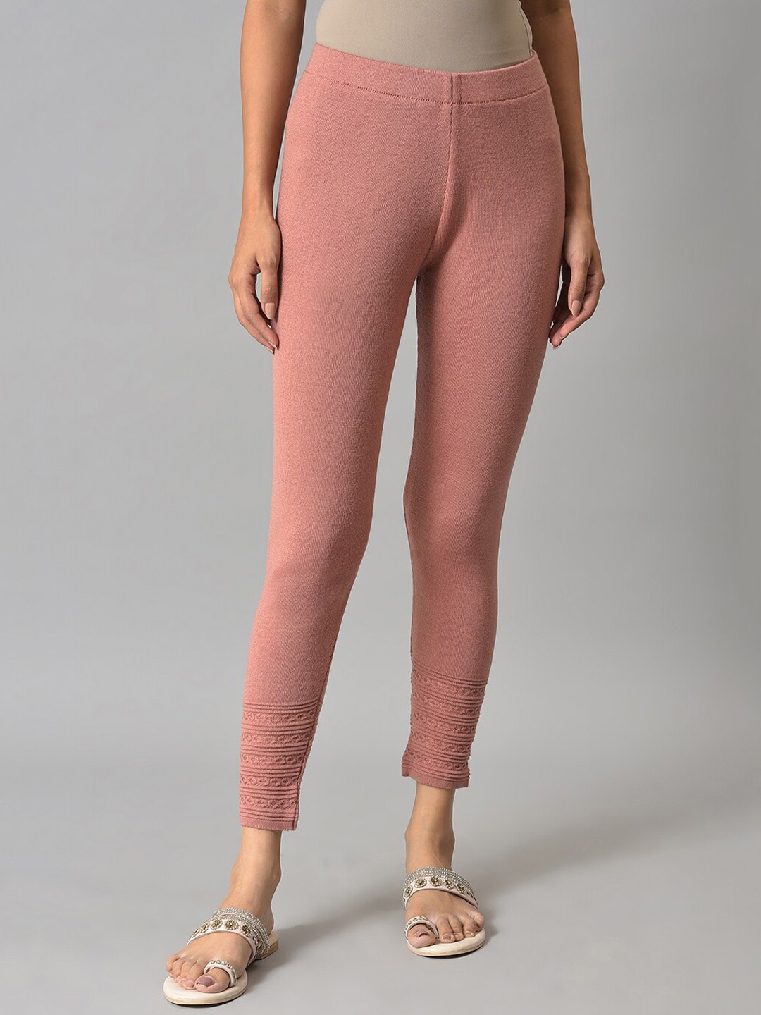 

W Women Pink Solid Ankle-Length Leggings