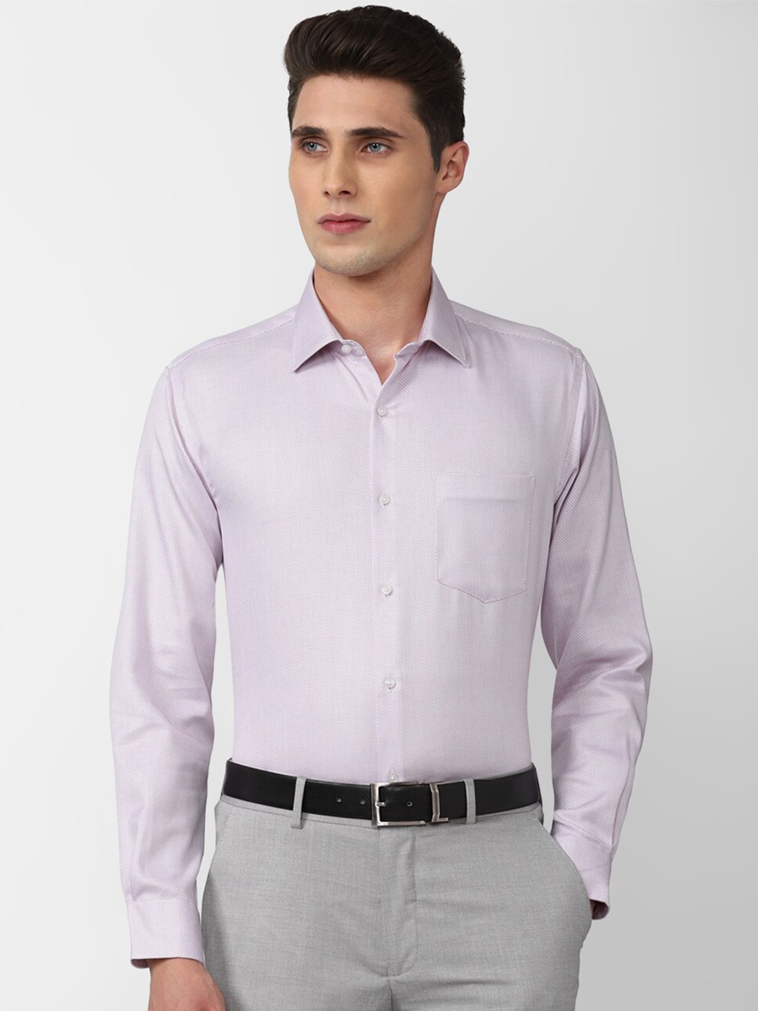 

Van Heusen Men Purple Textured Cotton Formal Shirt