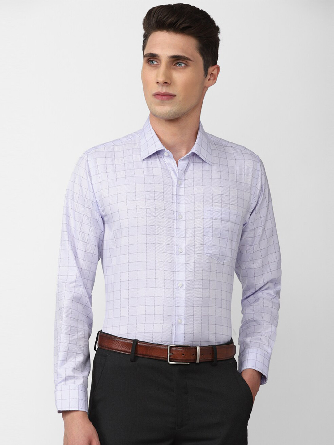 

Van Heusen Men Purple Slim Fit Checked Cotton Formal Shirt