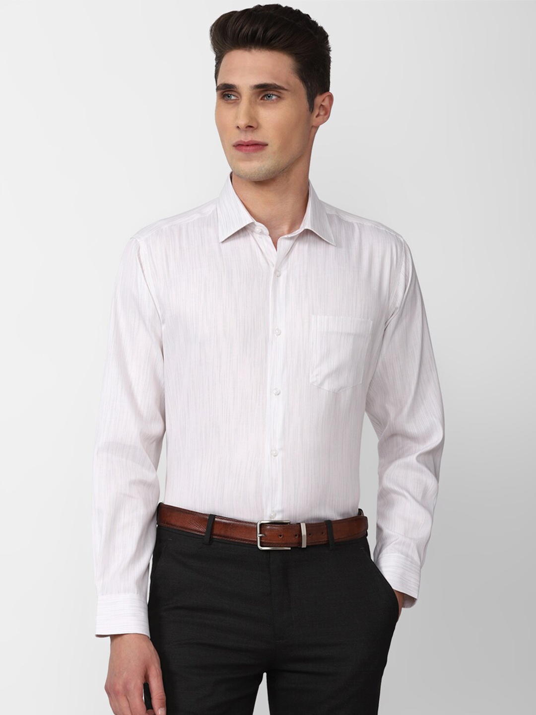 

Van Heusen Men White Striped Formal Shirt