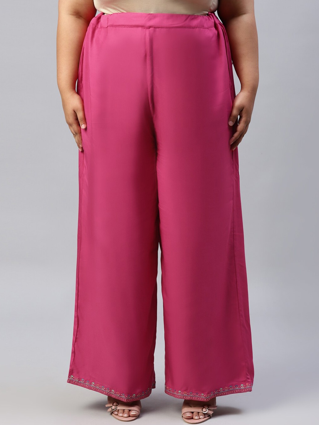 

W Women Plus Size Pink Trousers