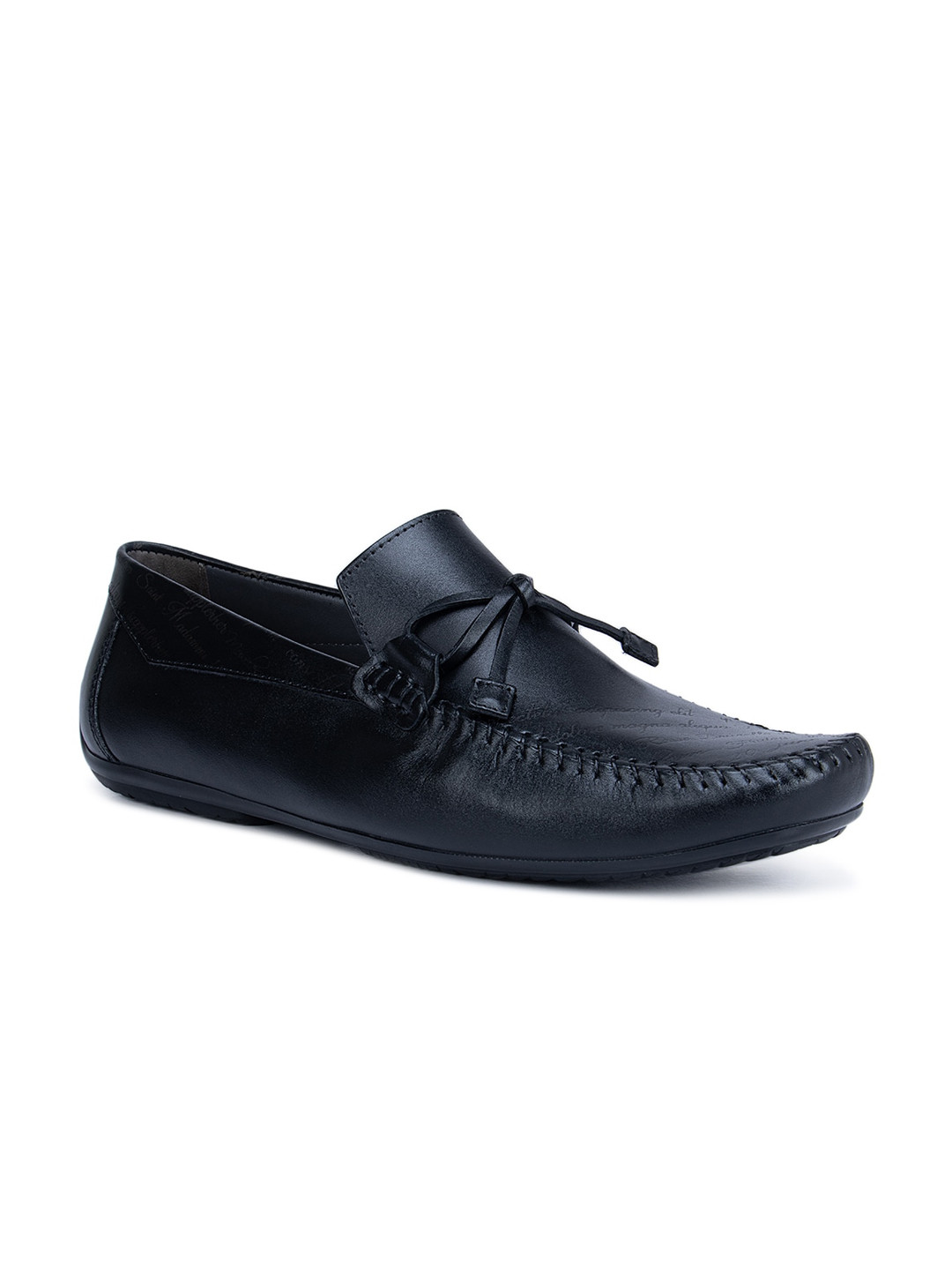 

ROSSO BRUNELLO Men Black Solid Formal Loafers