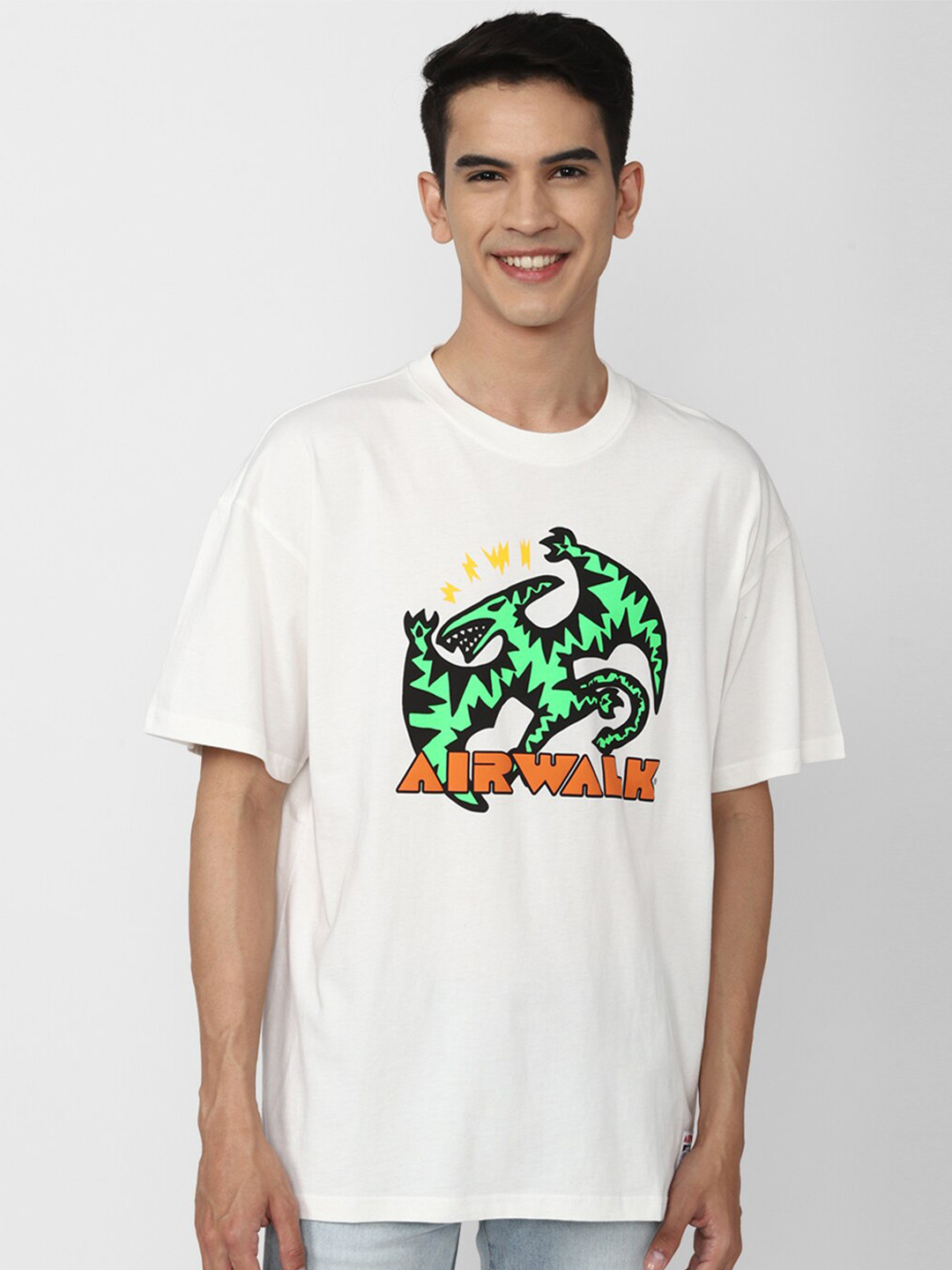 

FOREVER 21 Men Grey Printed Cotton T-shirt