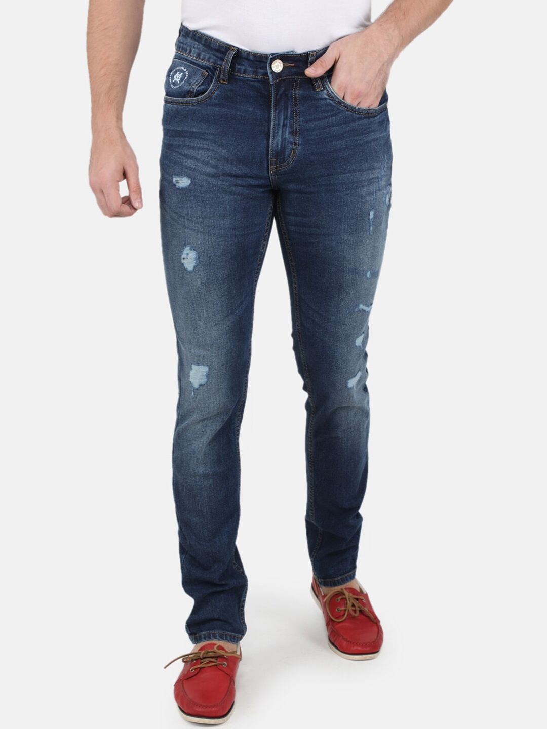 

Monte Carlo Men Blue Skin Tight Skinny Fit Mildly Distressed Light Fade Stretchable Jeans