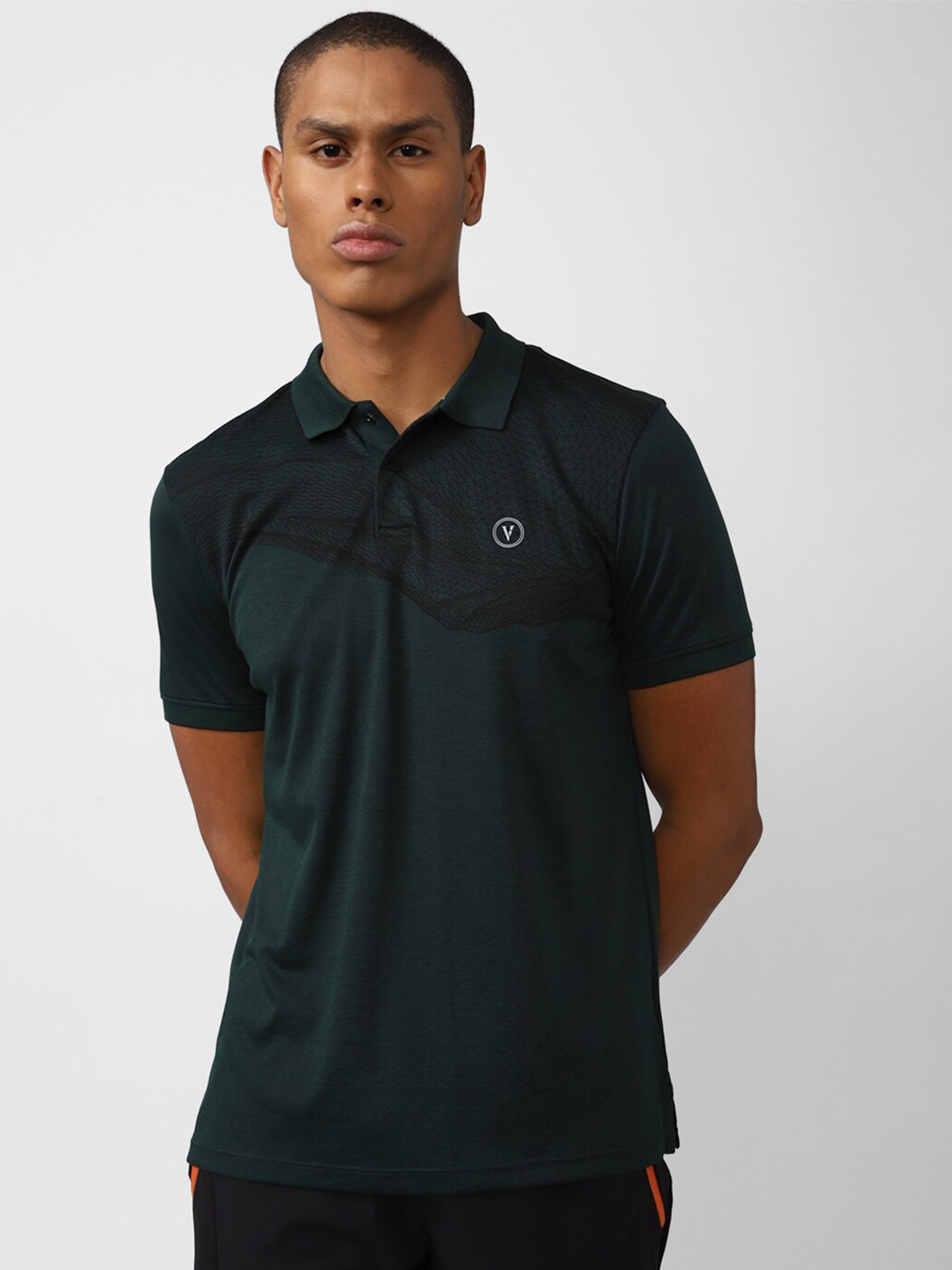 

Van Heusen Flex Men Green Printed Polo Collar Sports T-shirt