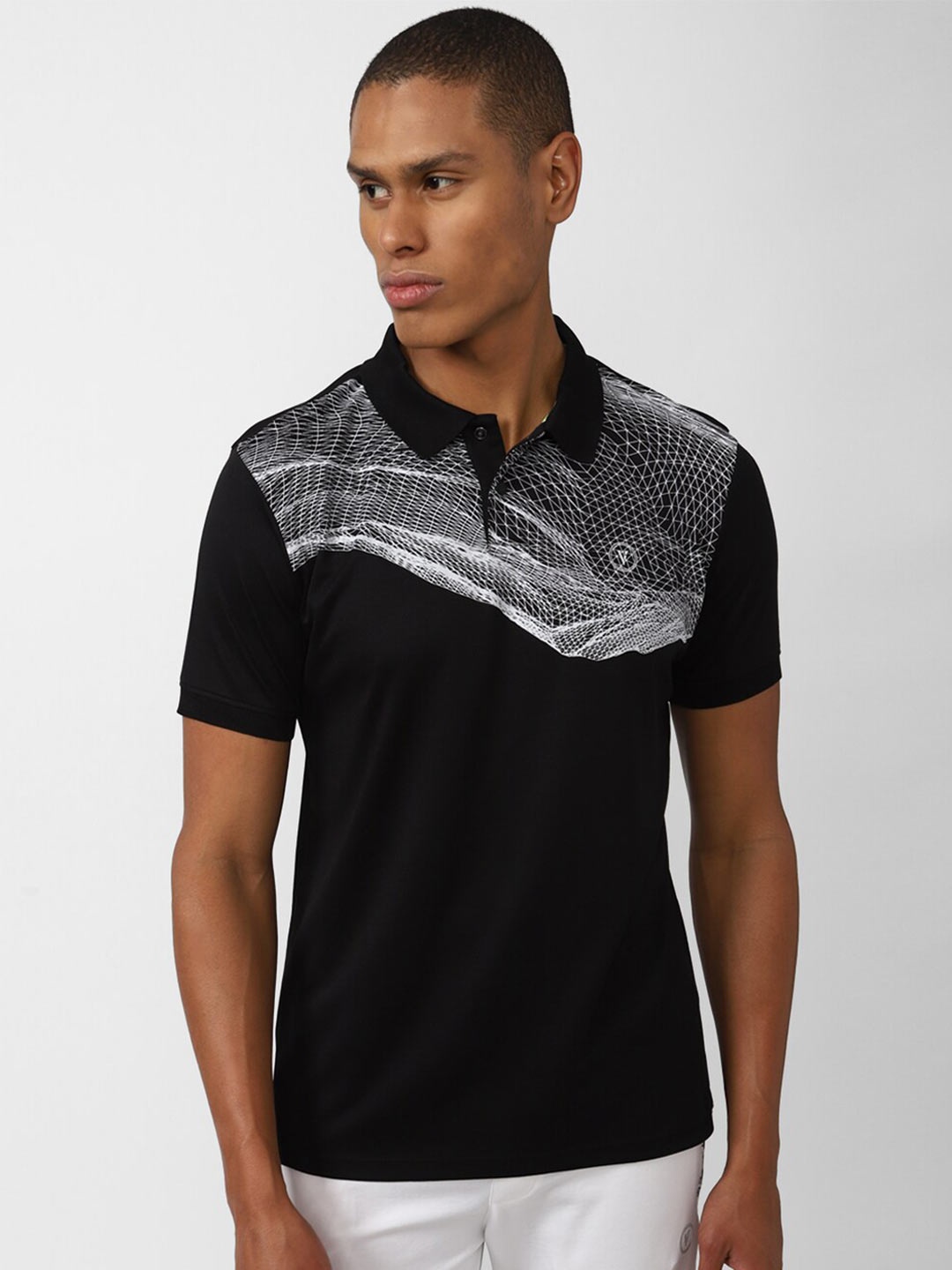 

Van Heusen Men Printed Polo Collar Monochrome Golf T-shirt, Black