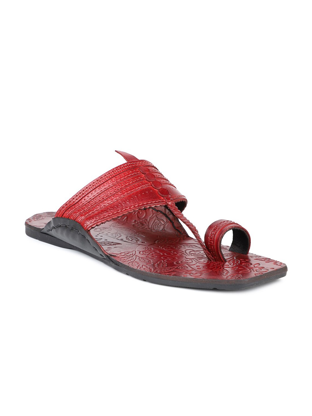

PRIVO by Inc.5 Men Red Ethnic Leather Comfort Sandals