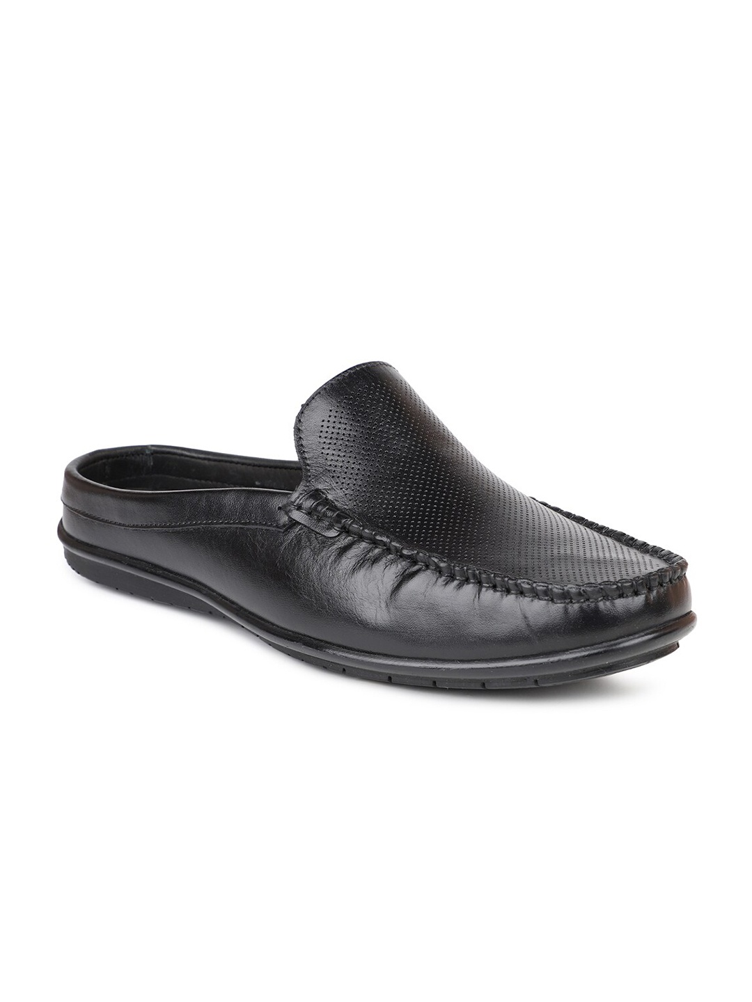 

PRIVO by Inc.5 Men Black Leather Mules Sandals