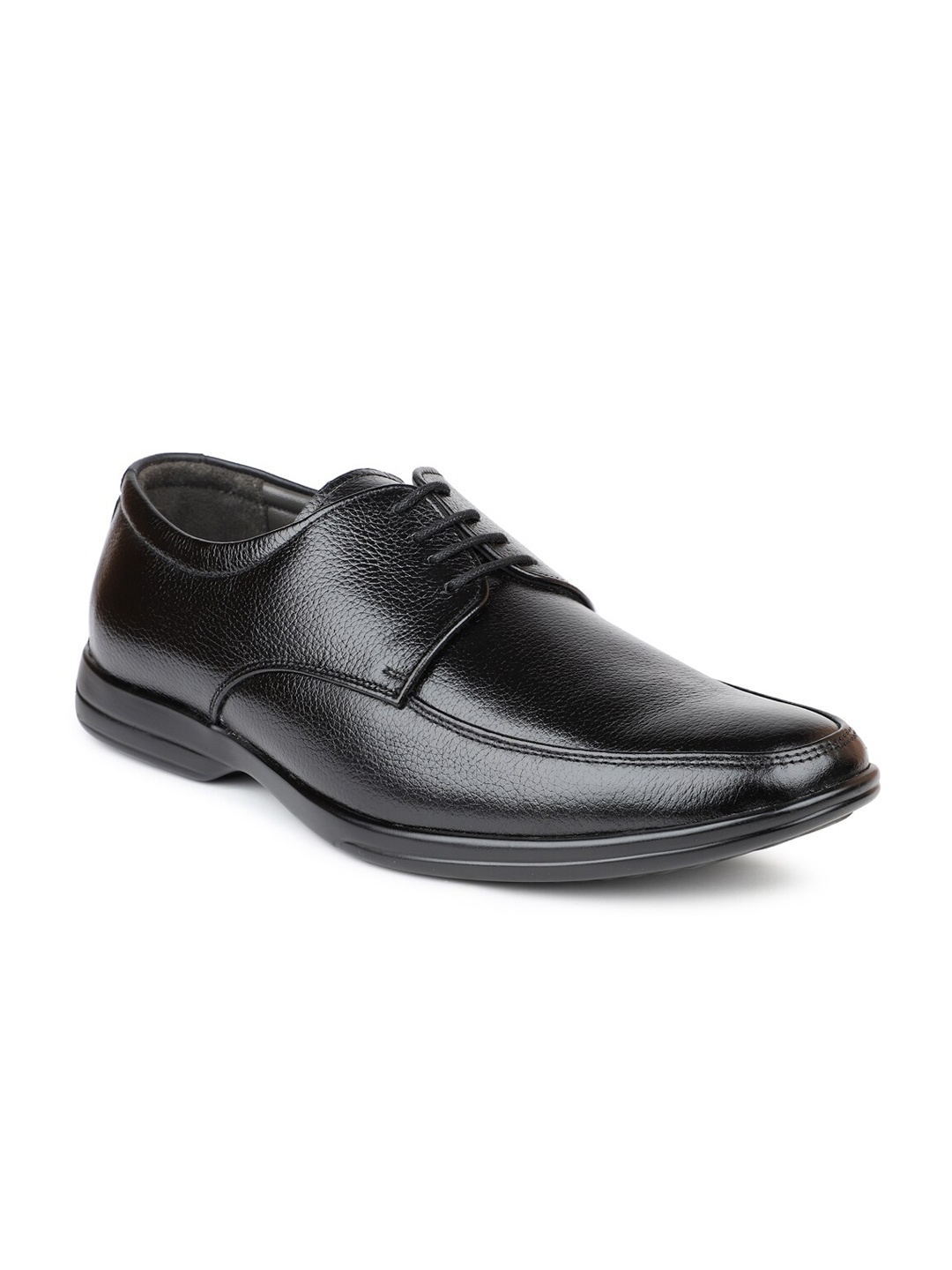 

PRIVO by Inc.5 Men Black Solid Leather Formal Derbys