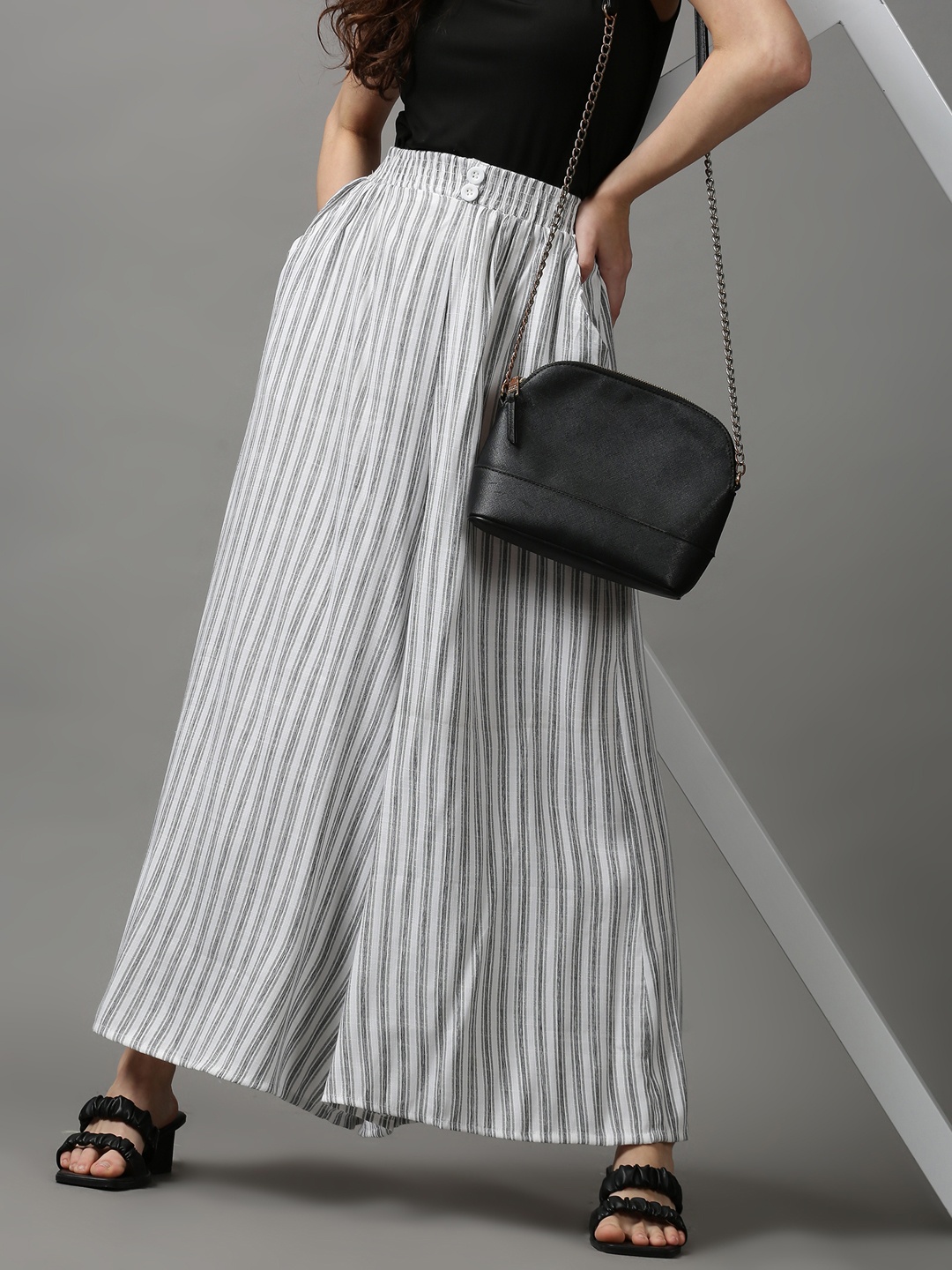 

SHOWOFF Women White Flared Cotton Trousers