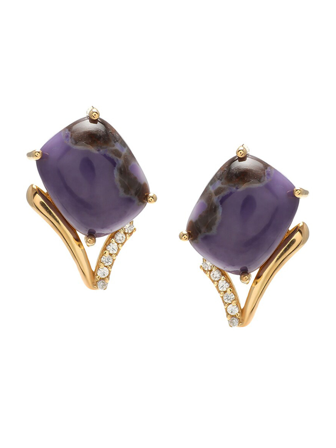 

LA SOULA Women 925 Silver & Blue Classic Studs Earrings, Gold
