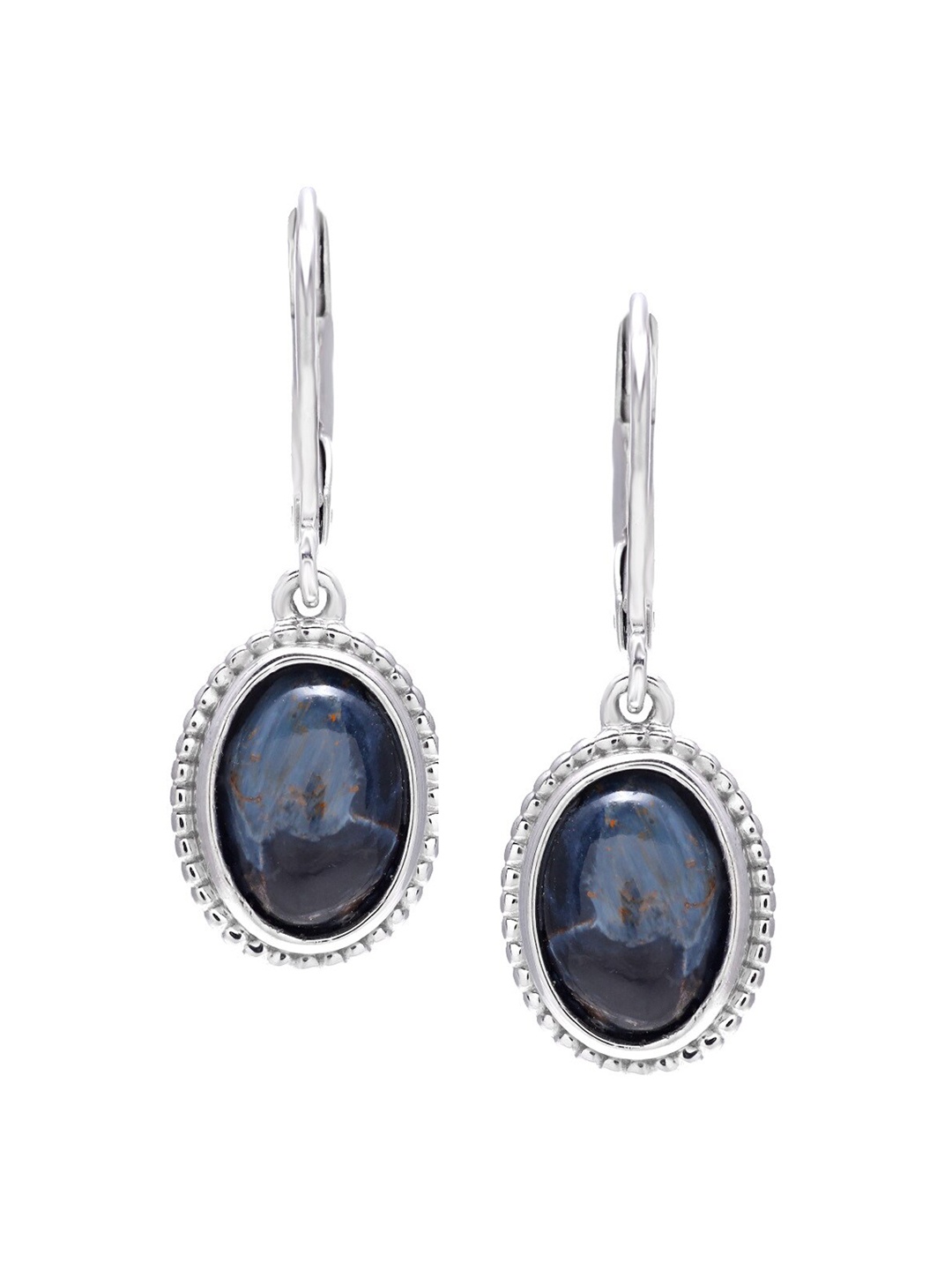

LA SOULA Women Black & Silver-Toned Classic Drop Earrings