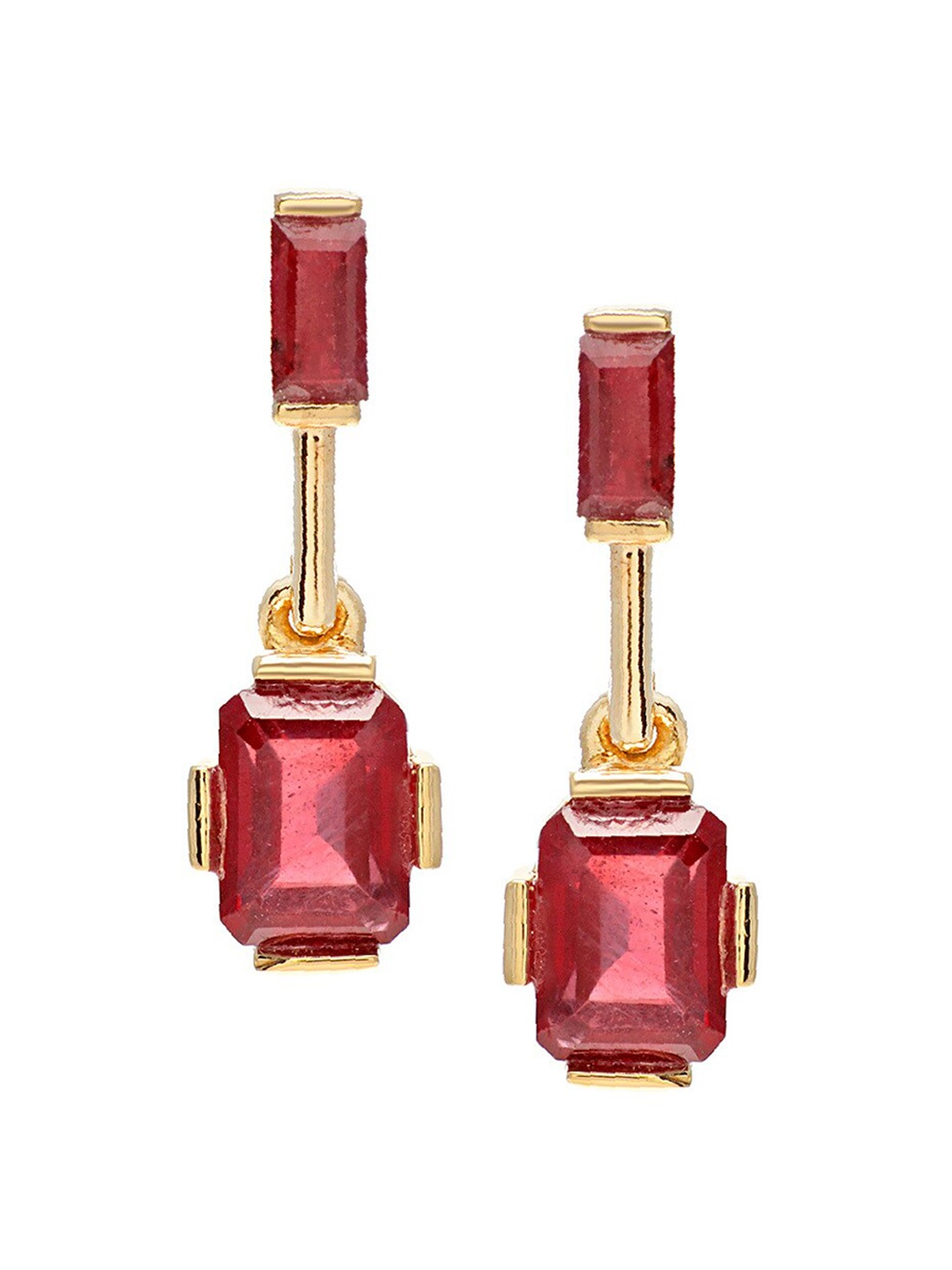 

LA SOULA Women Red Flaux Ruby Classic Drop Earrings