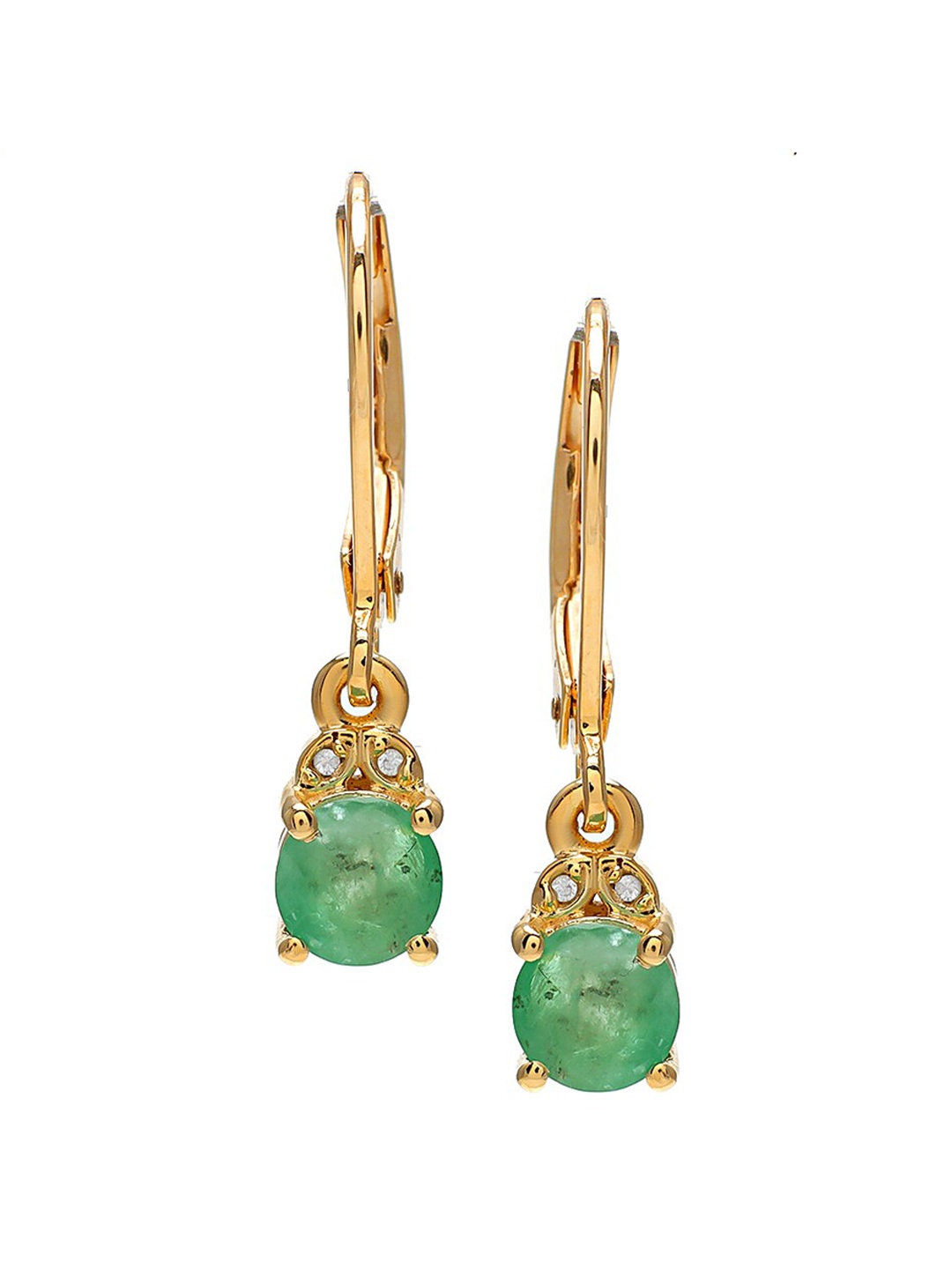 

LA SOULA Gold-Plated & Green 925 Sterling Silver Emerald Studded Drop Earrings