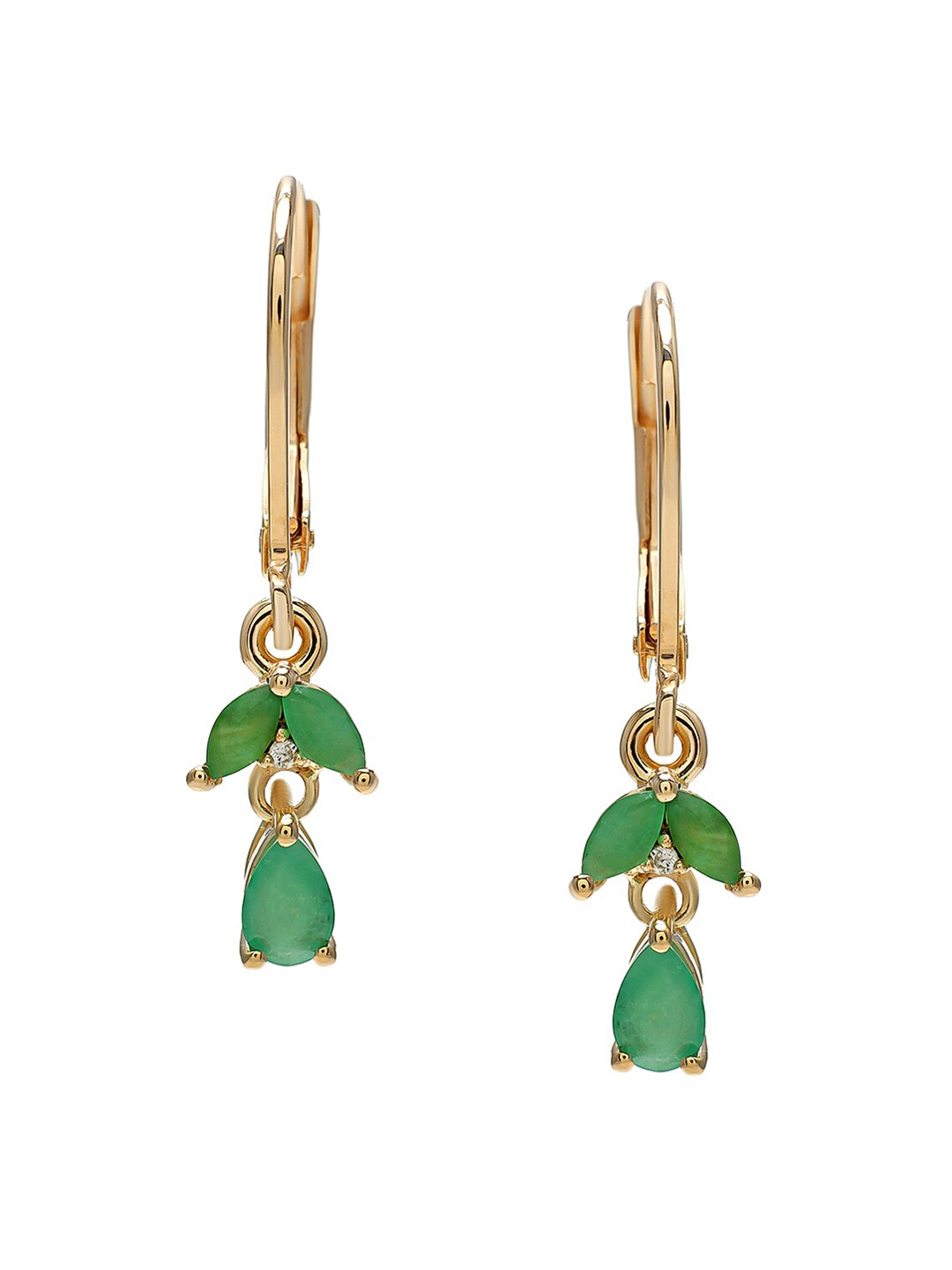 

LA SOULA Women Gold-Toned & Green Classic Hoop Earrings