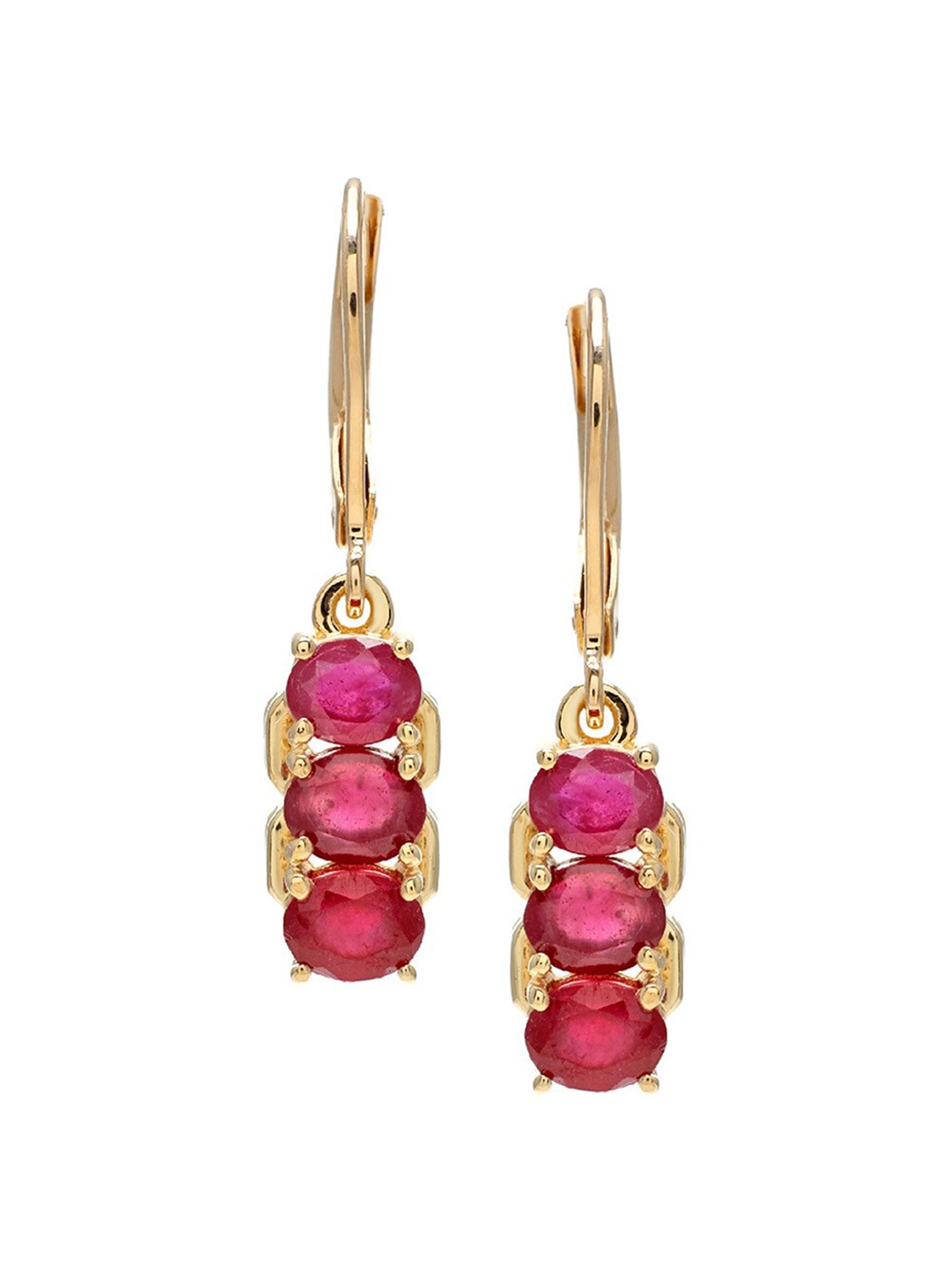 

LA SOULA Women Red Classic Silver Ruby Earrings Drop Earrings