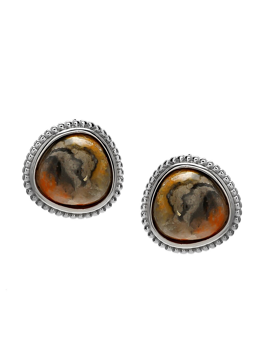 

LA SOULA 925 Silver Brown & Rhodium-Plated Classic Studs Earrings