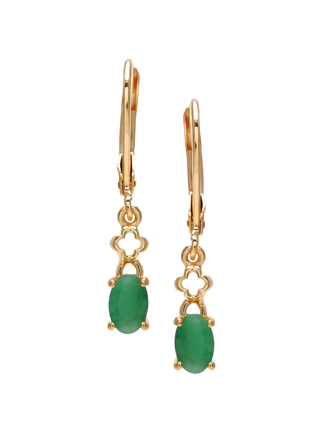 

LA SOULA Gold-Toned & Green Classic Drop Earrings