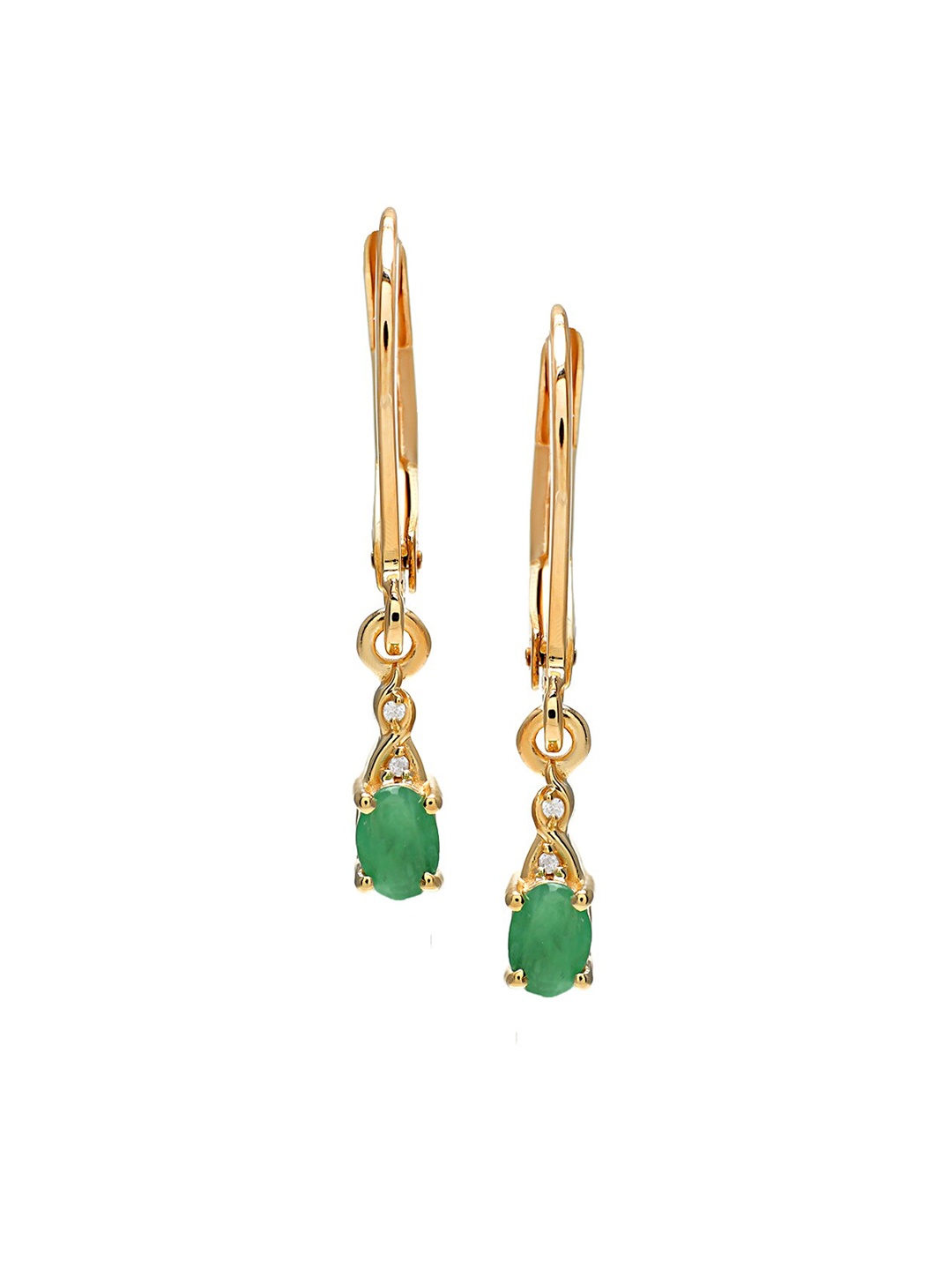 

LA SOULA Green & Gold-Toned Classic Drop Earrings
