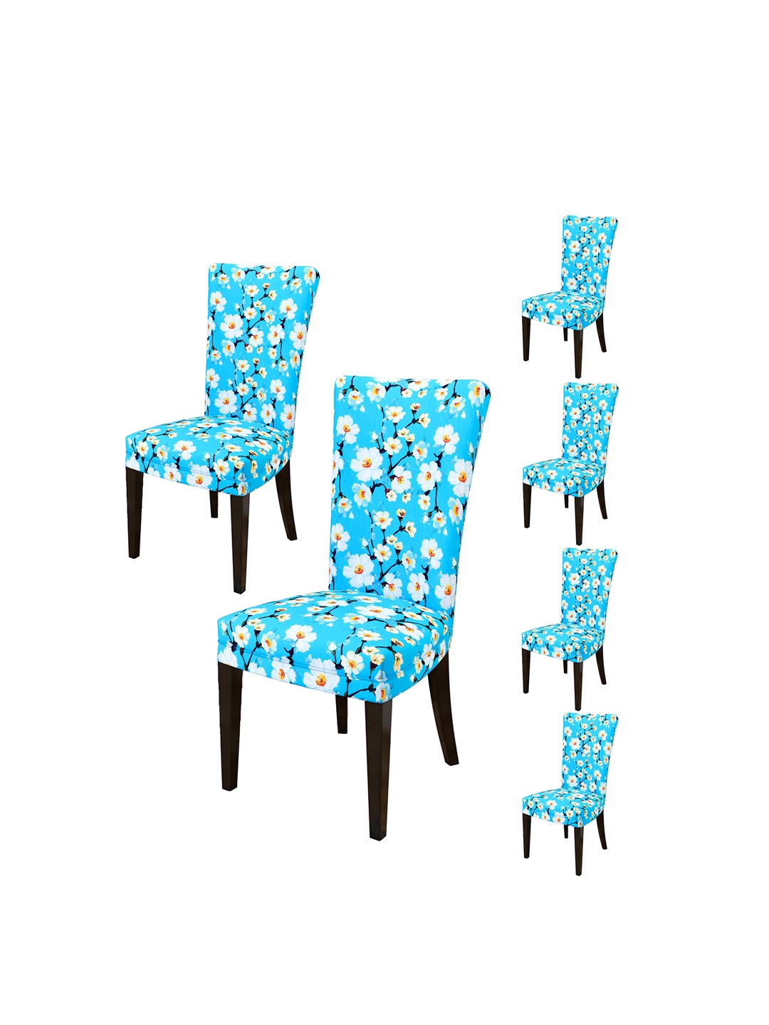 

Nendle Set Of 6 Printed Chair Covers, Blue