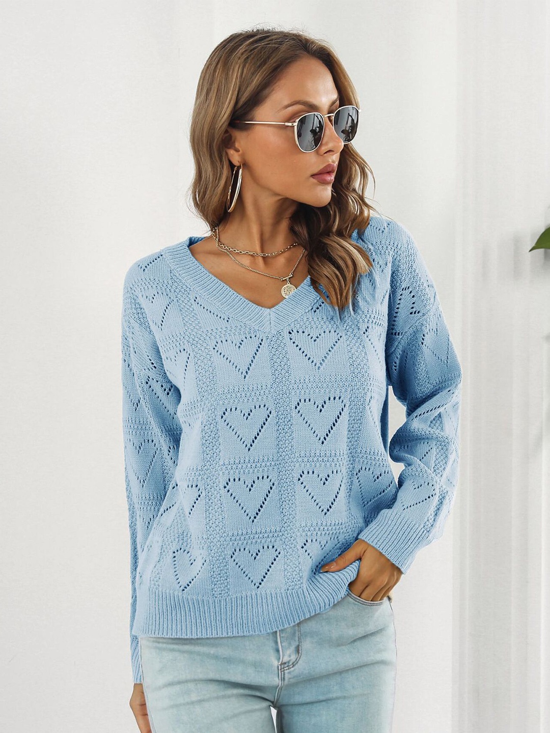 

StyleCast Women Blue Pullover Sweater