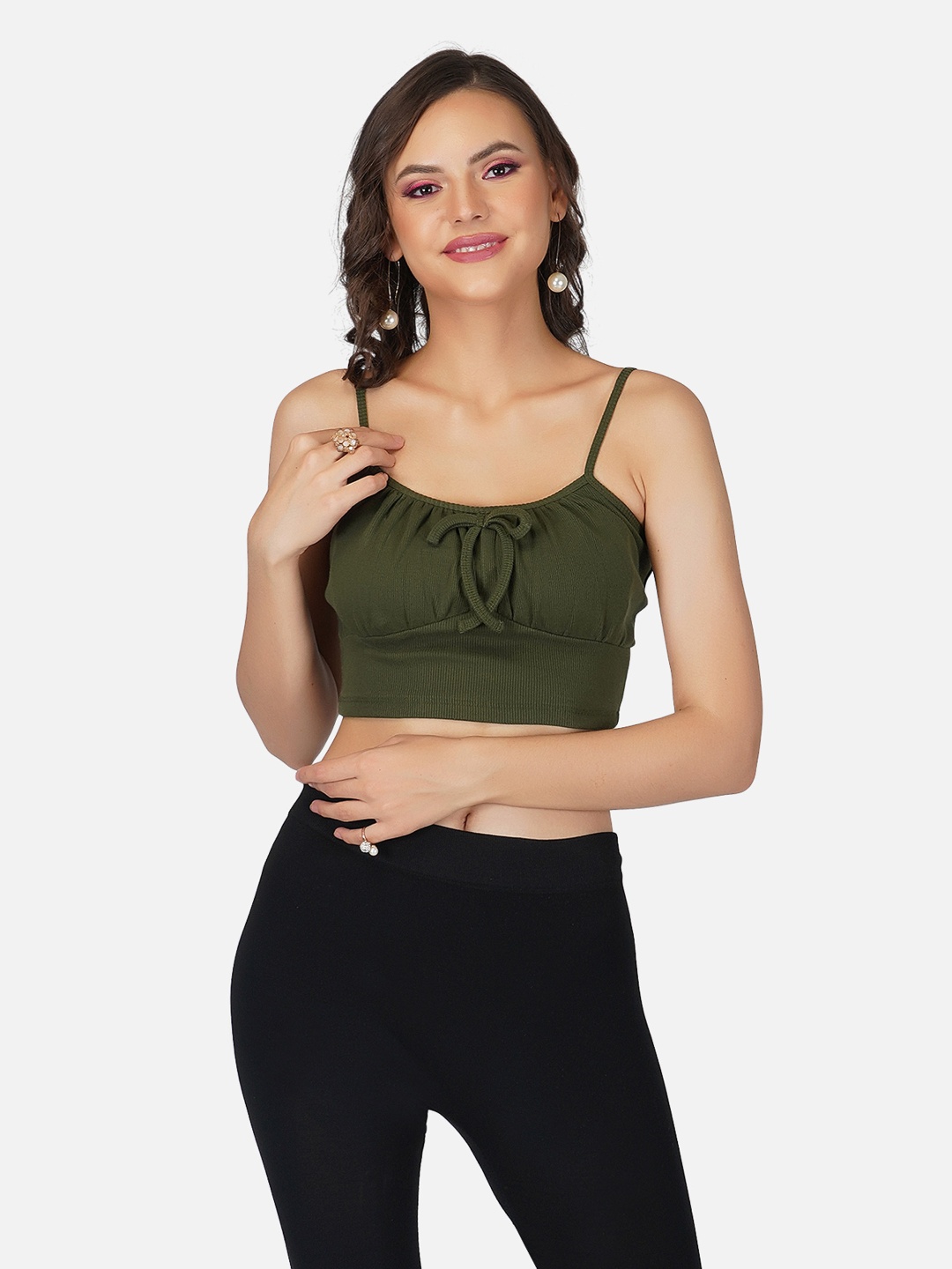 

Tinted Olive Green Bralette Crop Top