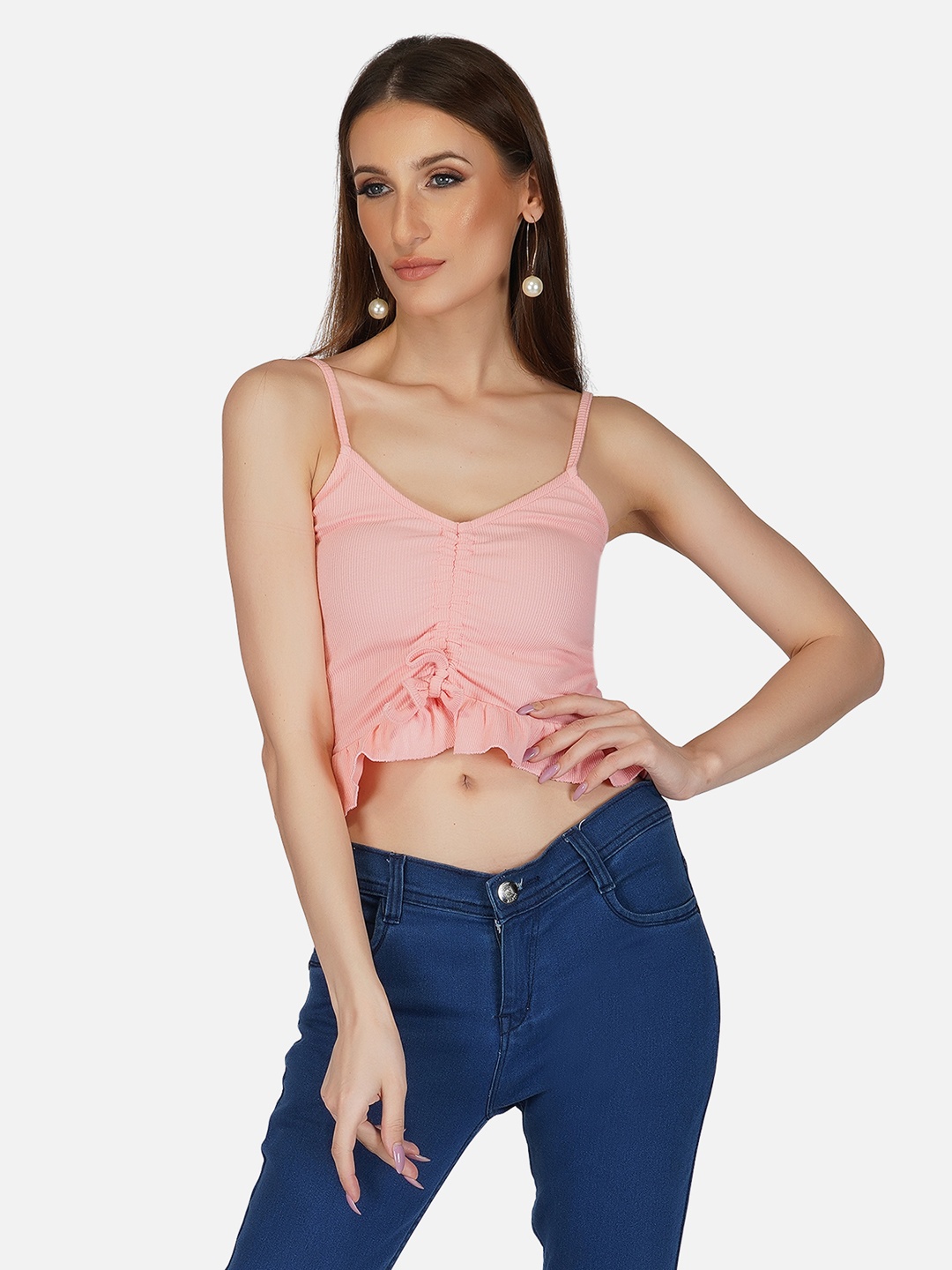 

Tinted Women Peach Bralette Crop Top