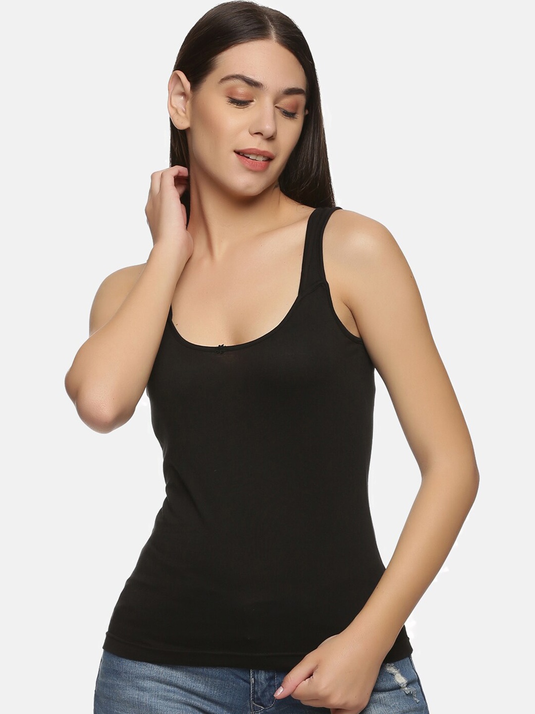 

NOT YET by us Women's Cotton Black Camisole - Soft & Breathable