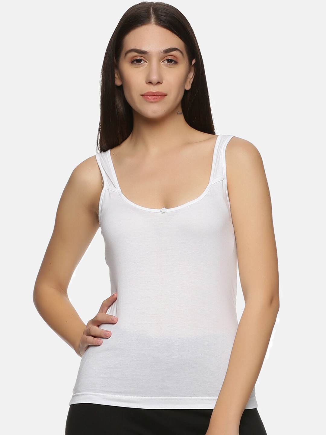 

NOT YET by us Women White Slim Fit Cotton Camisole