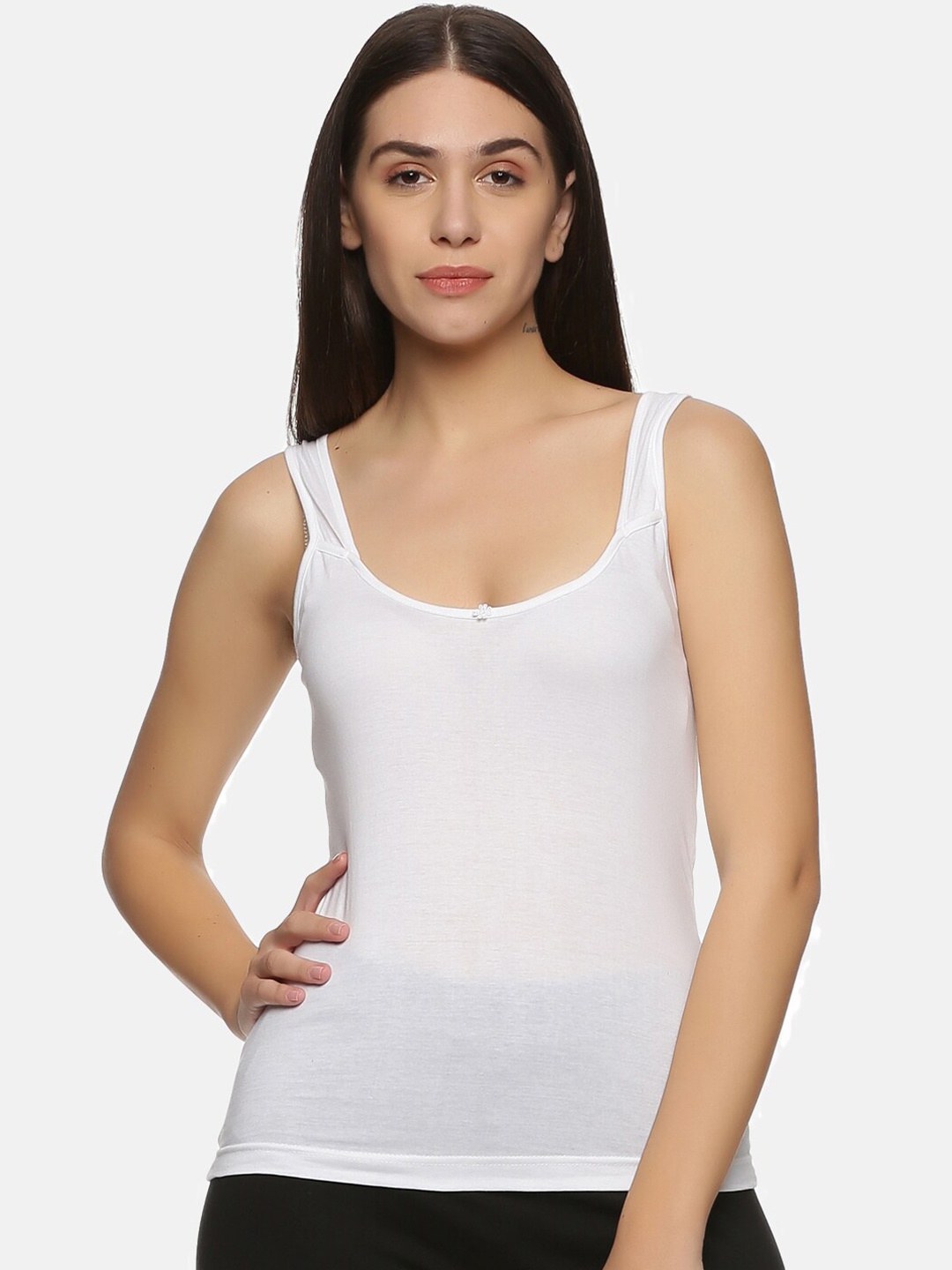 

NOT YET by us Women's White Solid Camisole - Soft & Comfort